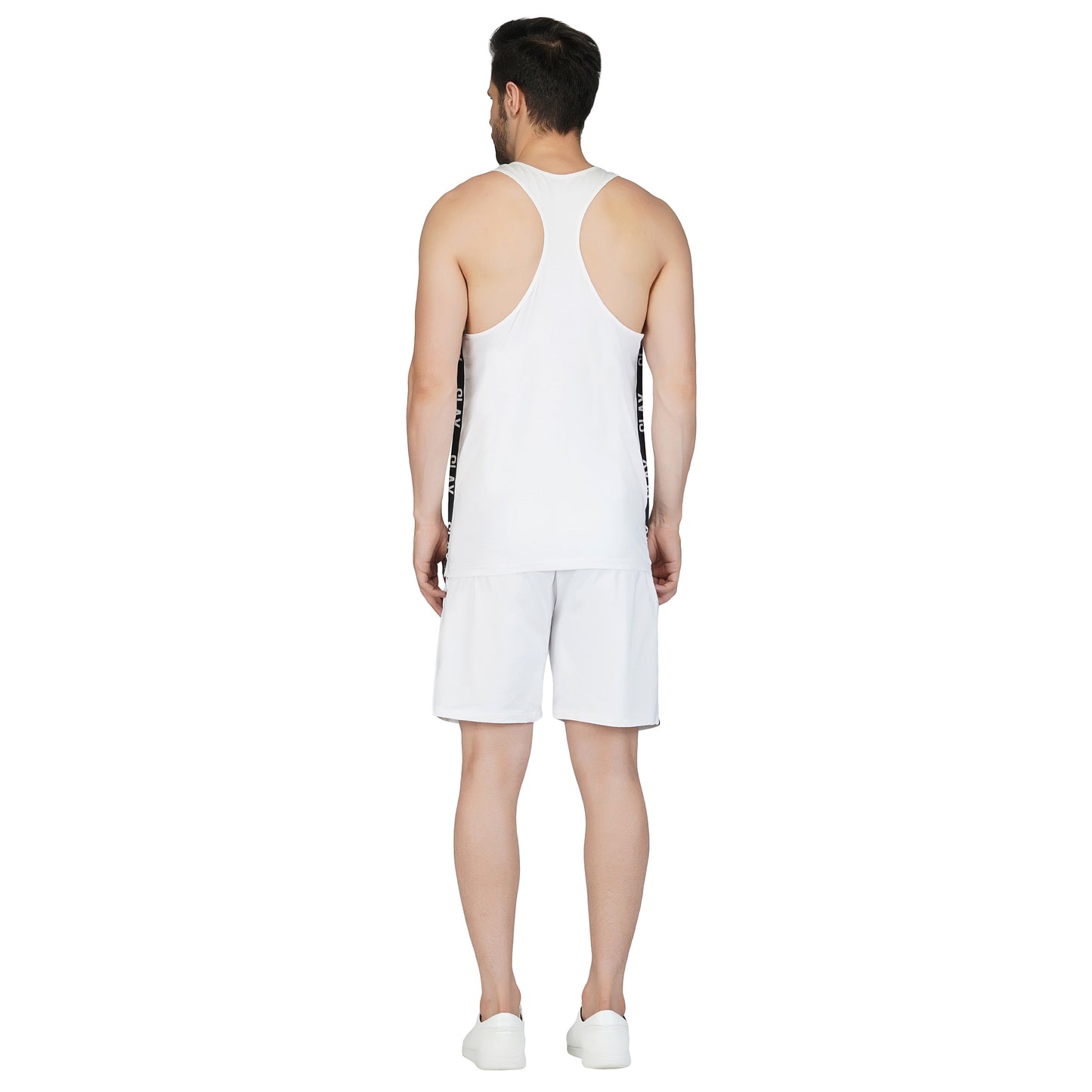SLAY. Men's White Gym Vest & Shorts Co-ord Set