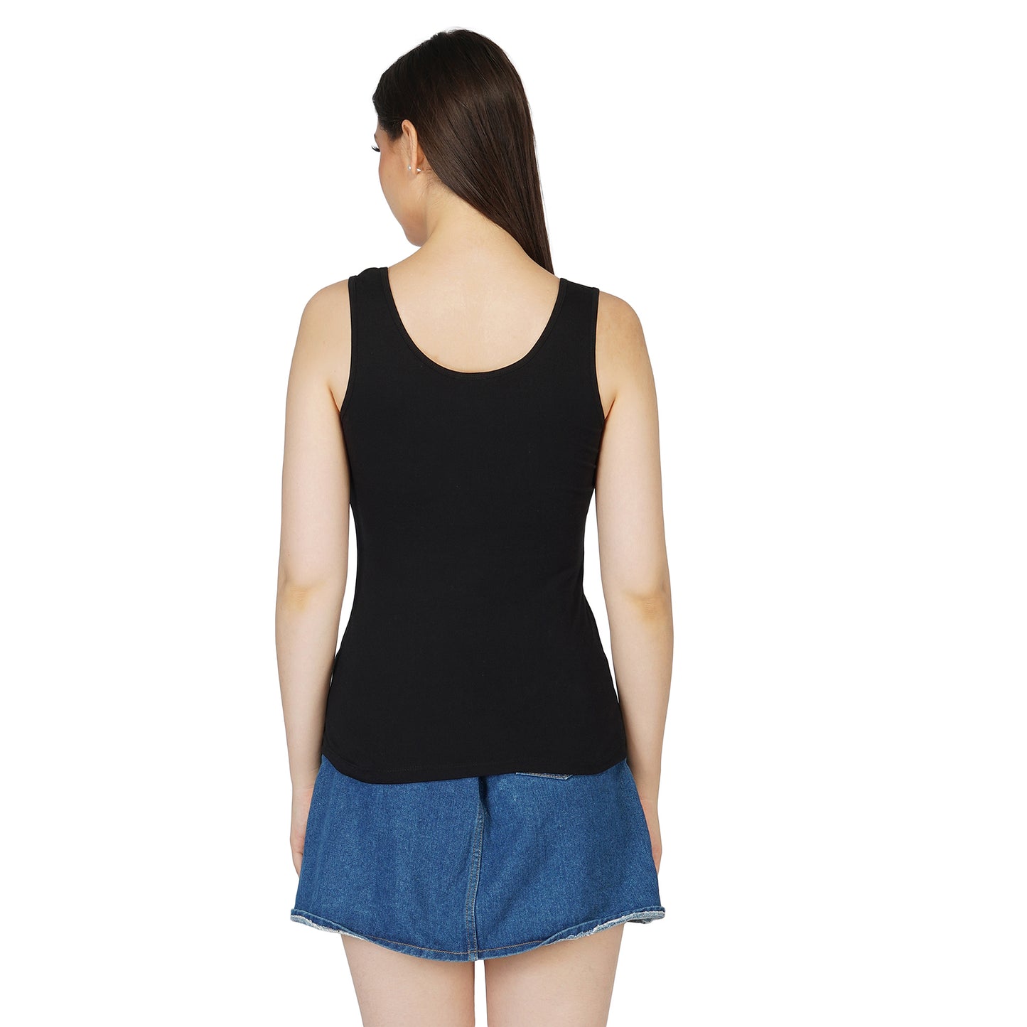SLAY. Women's Black Printed Tank Top