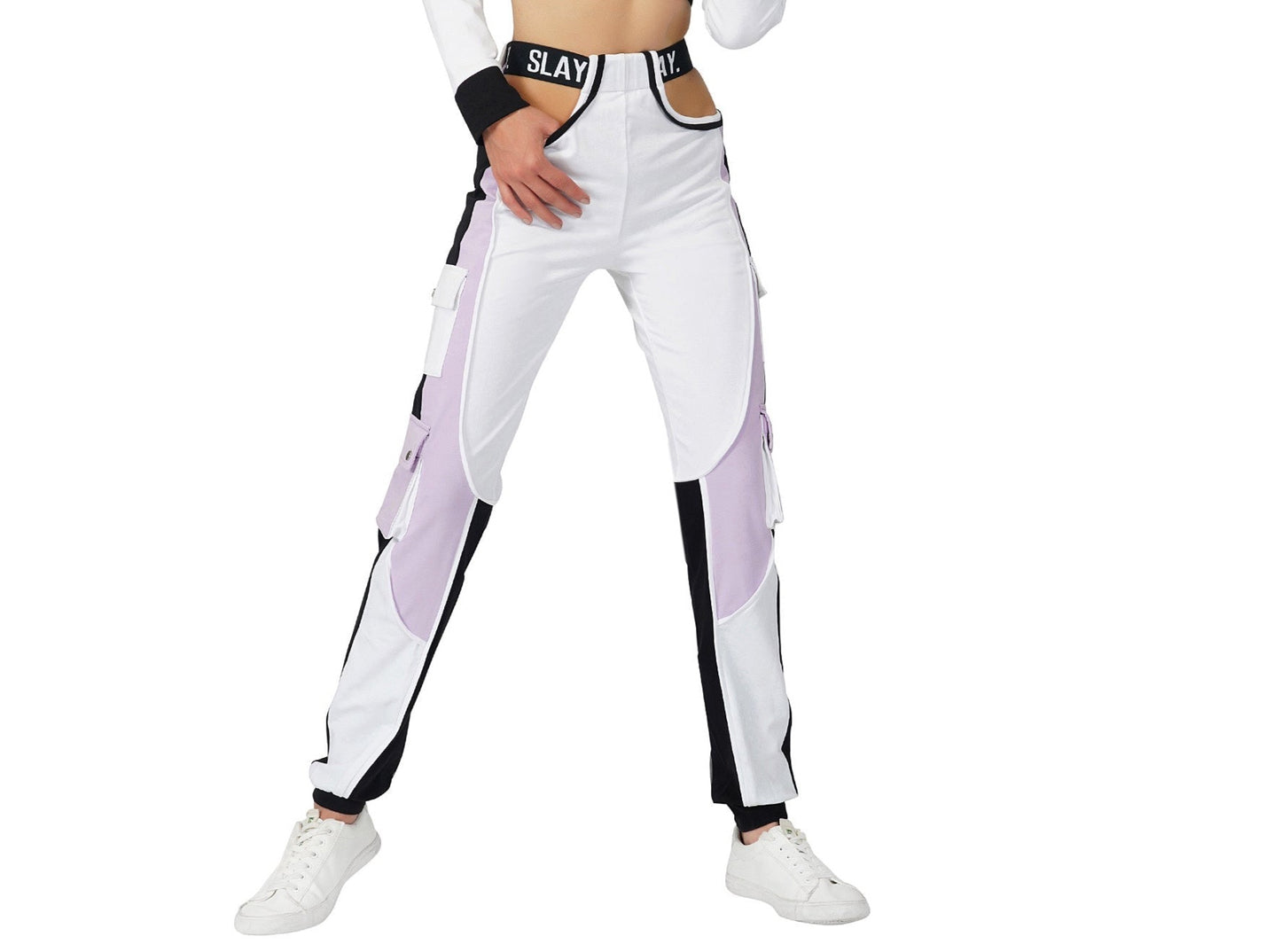SLAY. Women's Activewear Lavender Lilac Colorblock Cargo Pants