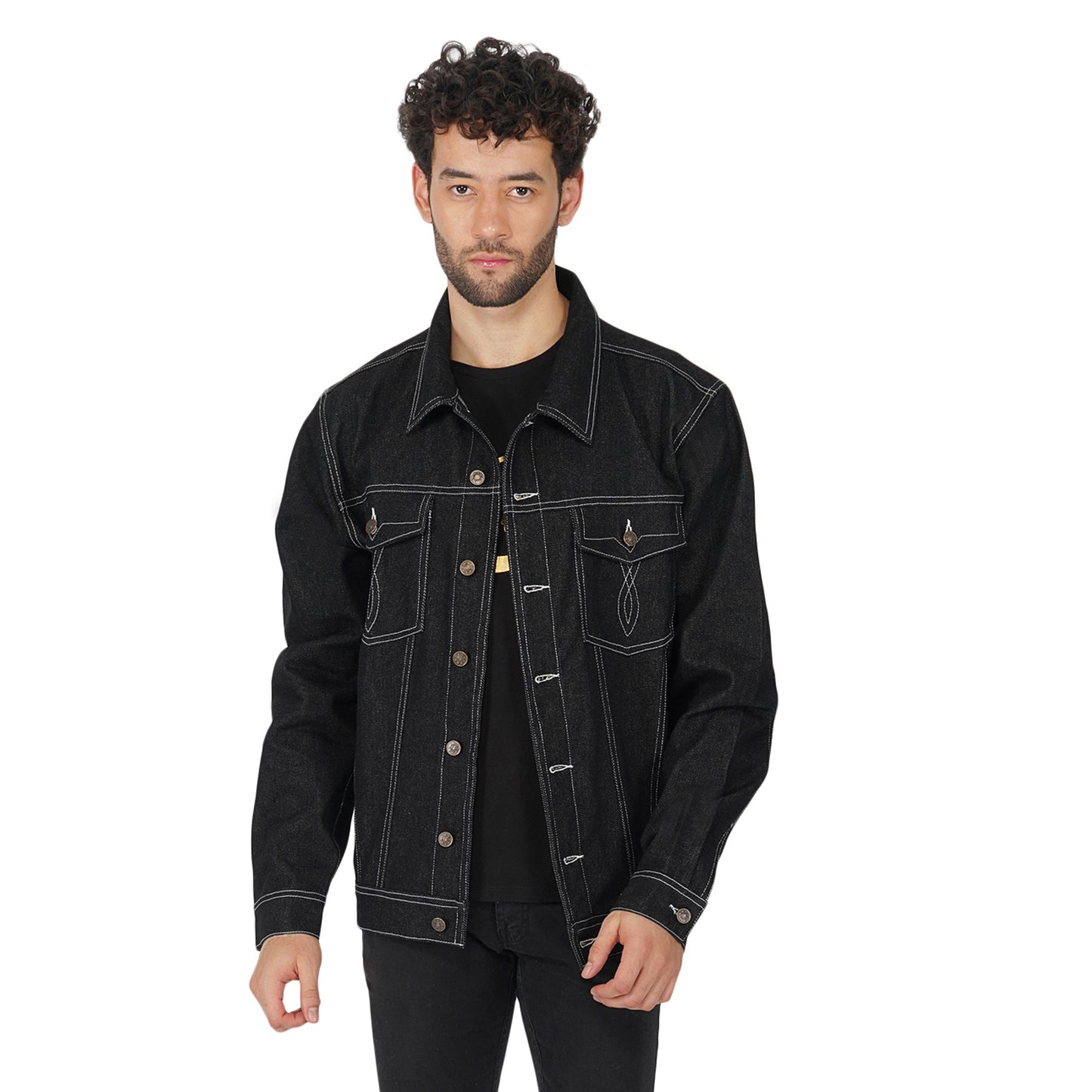 SLAY. Men's Black Denim Cotton Biker Jacket For Men-clothing-to-slay.myshopify.com-Denim Jacket