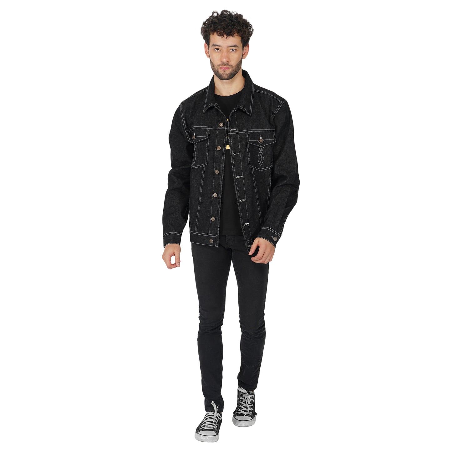 SLAY. Men's Black Denim Cotton Biker Jacket For Men-clothing-to-slay.myshopify.com-Denim Jacket