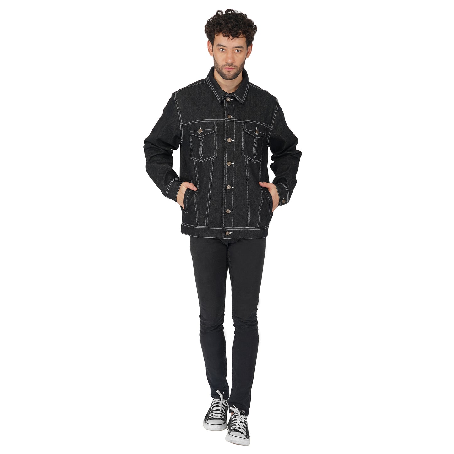 SLAY. Men's Black Denim Cotton Biker Jacket For Men-clothing-to-slay.myshopify.com-Denim Jacket
