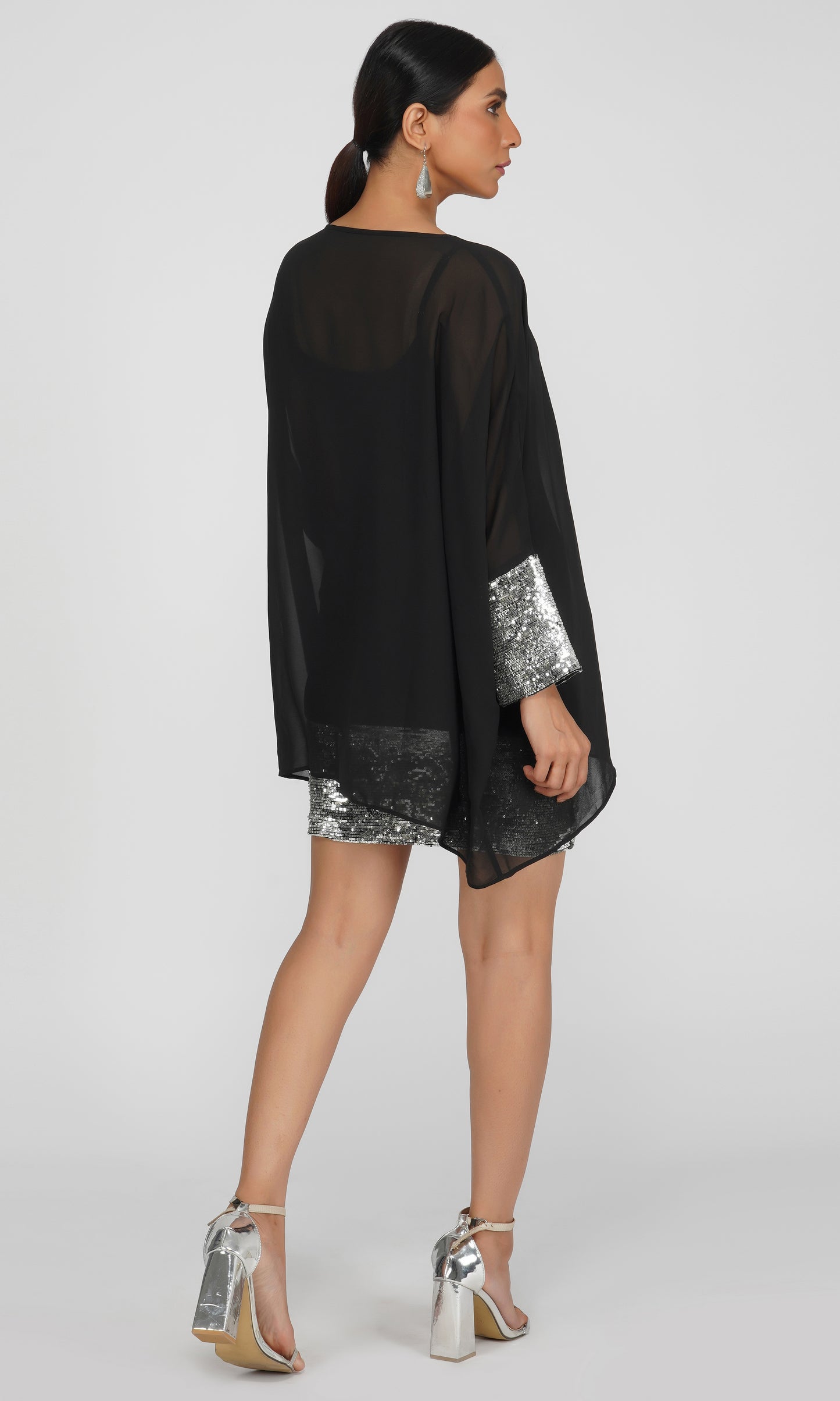 SLAY. Silver Hand Sequence Kaftan Double Dress
