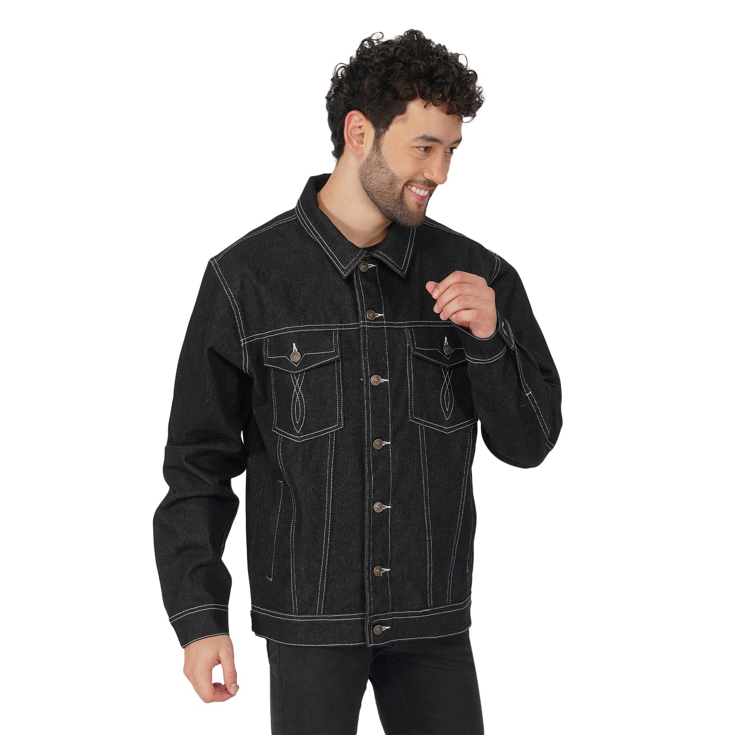 SLAY. Men's Black Denim Cotton Biker Jacket For Men-clothing-to-slay.myshopify.com-Denim Jacket