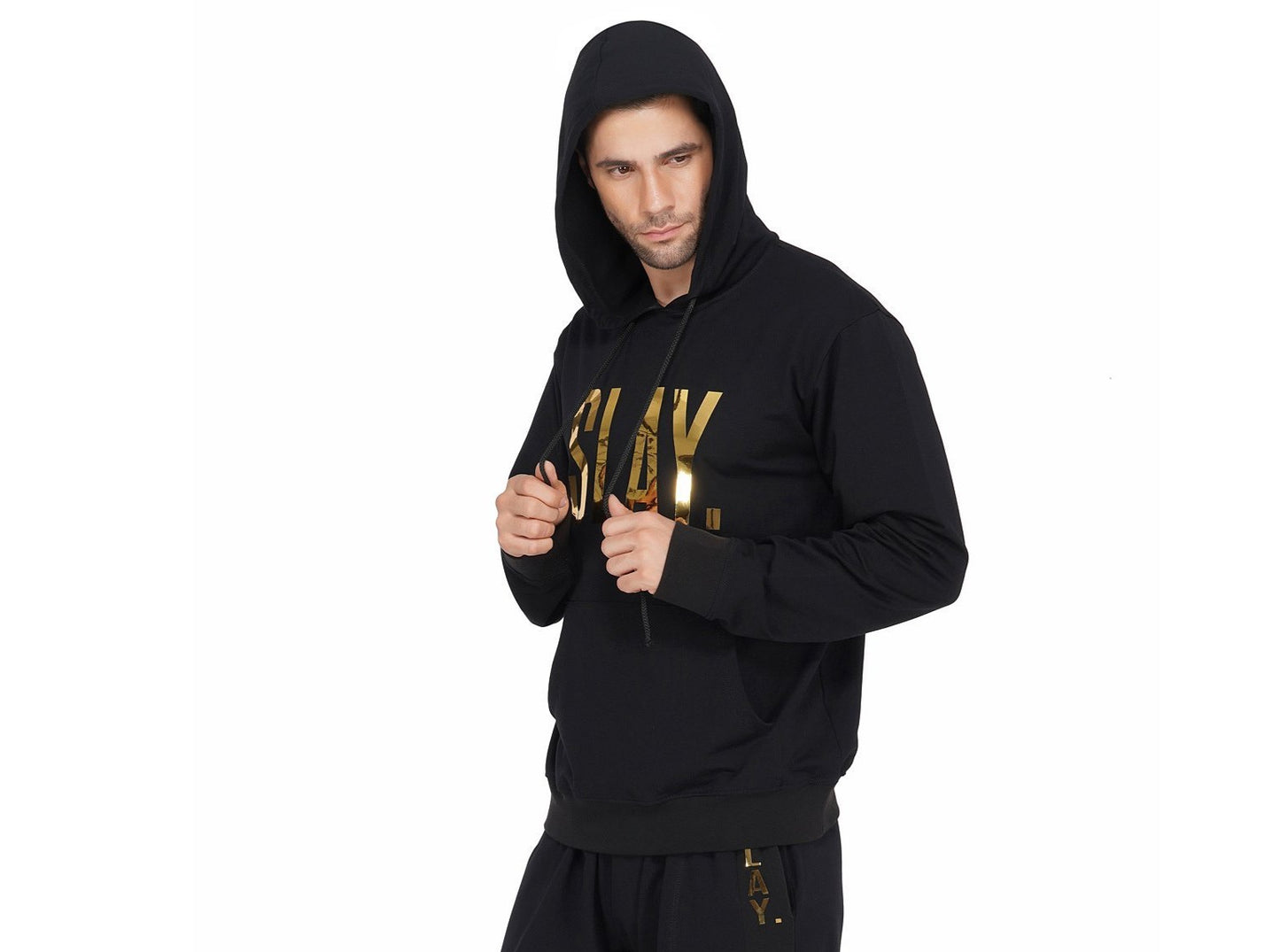 SLAY. Classic Men's Limited Edition Gold Foil Printed Black Printed Hoodie-clothing-to-slay.myshopify.com-Hoodie