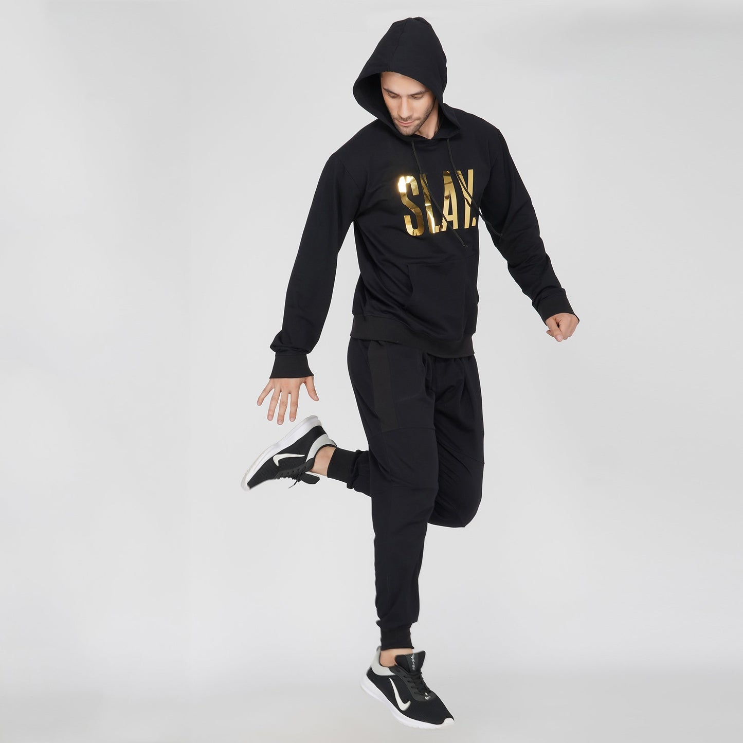 SLAY. Classic Men's Limited Edition Gold Foil Printed Black Printed Hoodie-clothing-to-slay.myshopify.com-Hoodie