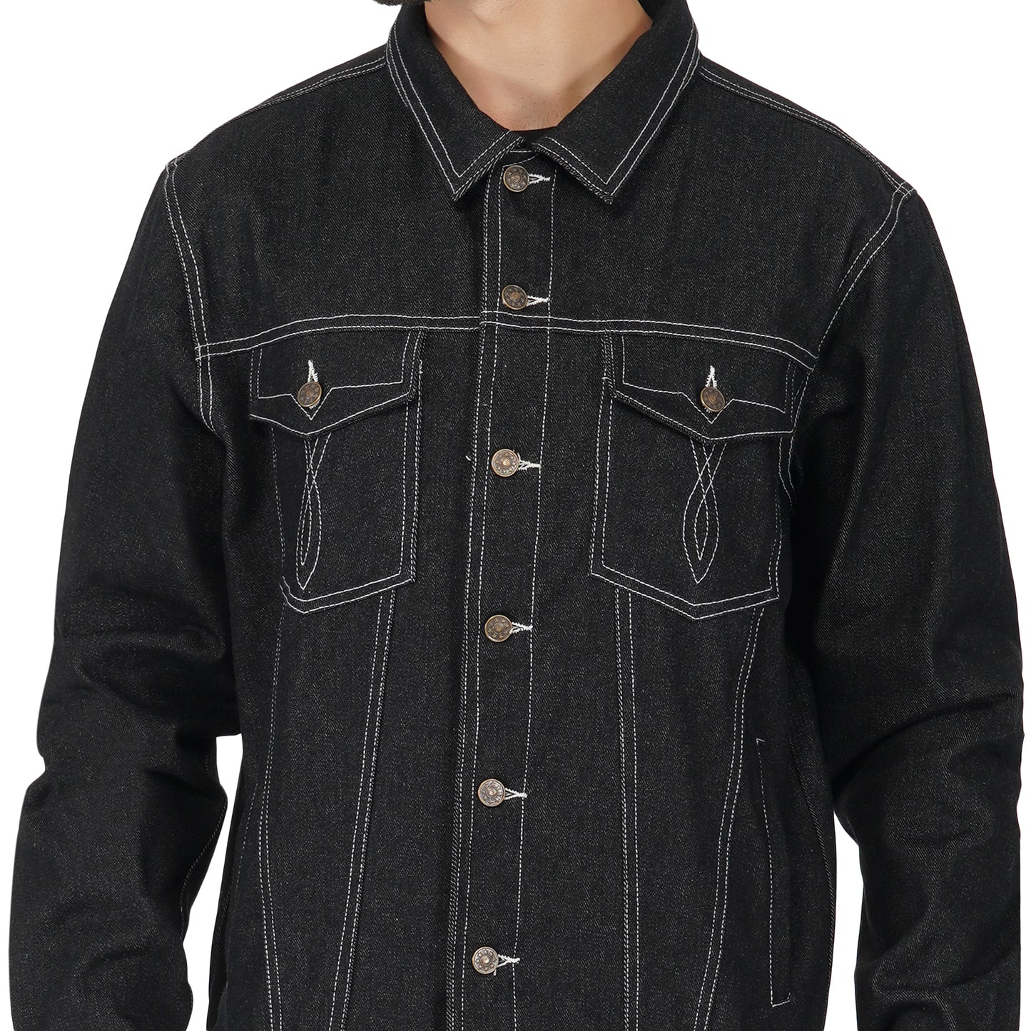 SLAY. Men's Black Denim Cotton Biker Jacket For Men-clothing-to-slay.myshopify.com-Denim Jacket