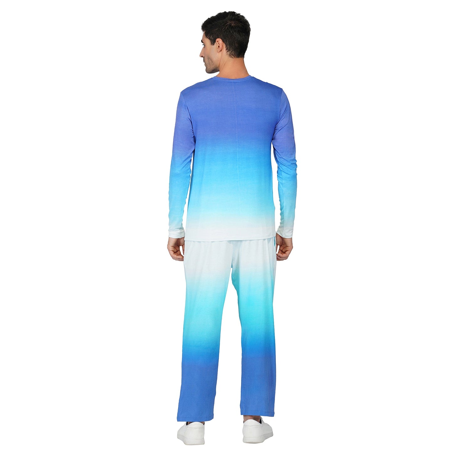 SLAY. Men's Blue to White Ombre Full Sleeves T Shirt