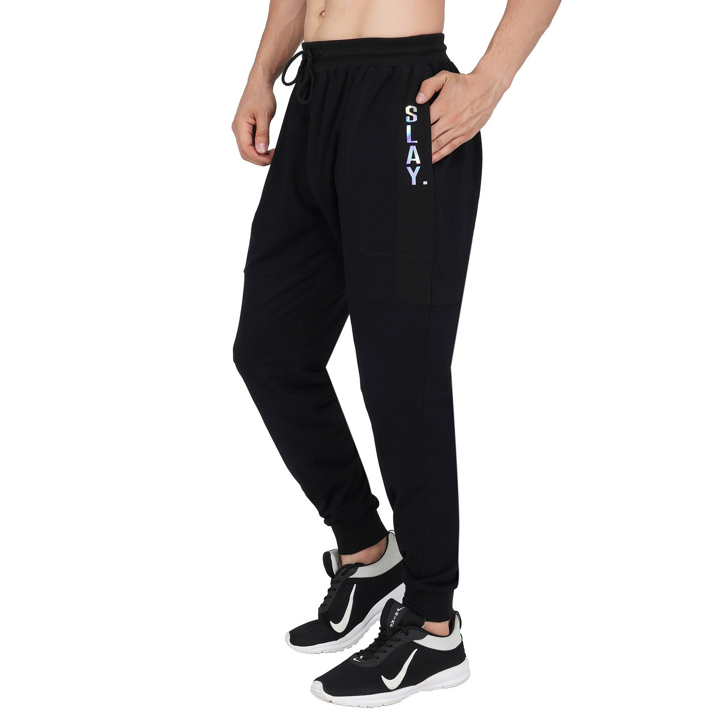 SLAY. Classic Men's Limited Edition Holographic Reflective Print Black Printed Tracksuit-clothing-to-slay.myshopify.com-Tracksuit
