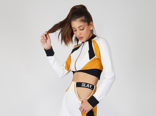 SLAY. Women's Activewear Colorblock Crop Jacket