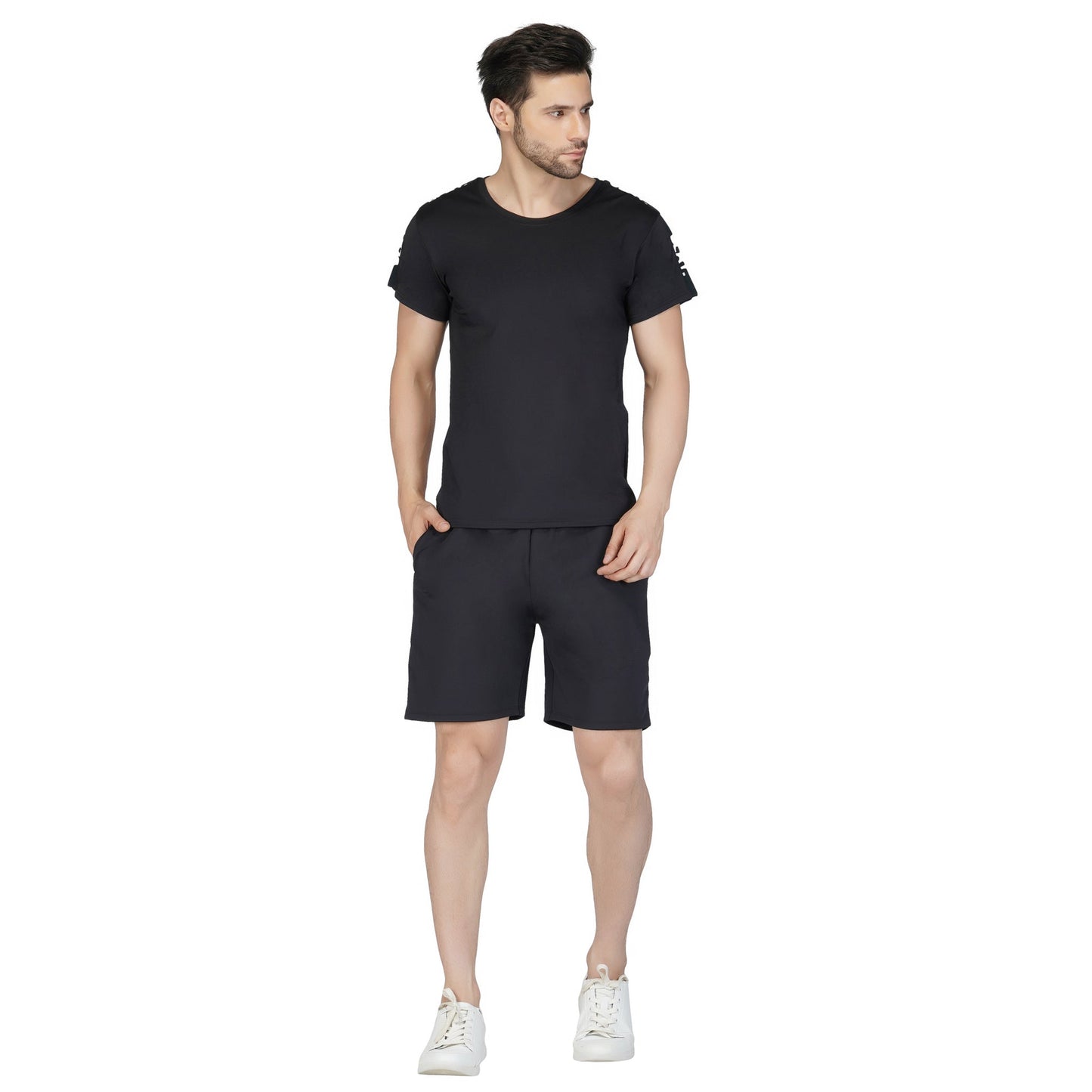 SLAY. Men's Black T shirt with SLAY. Side Strip