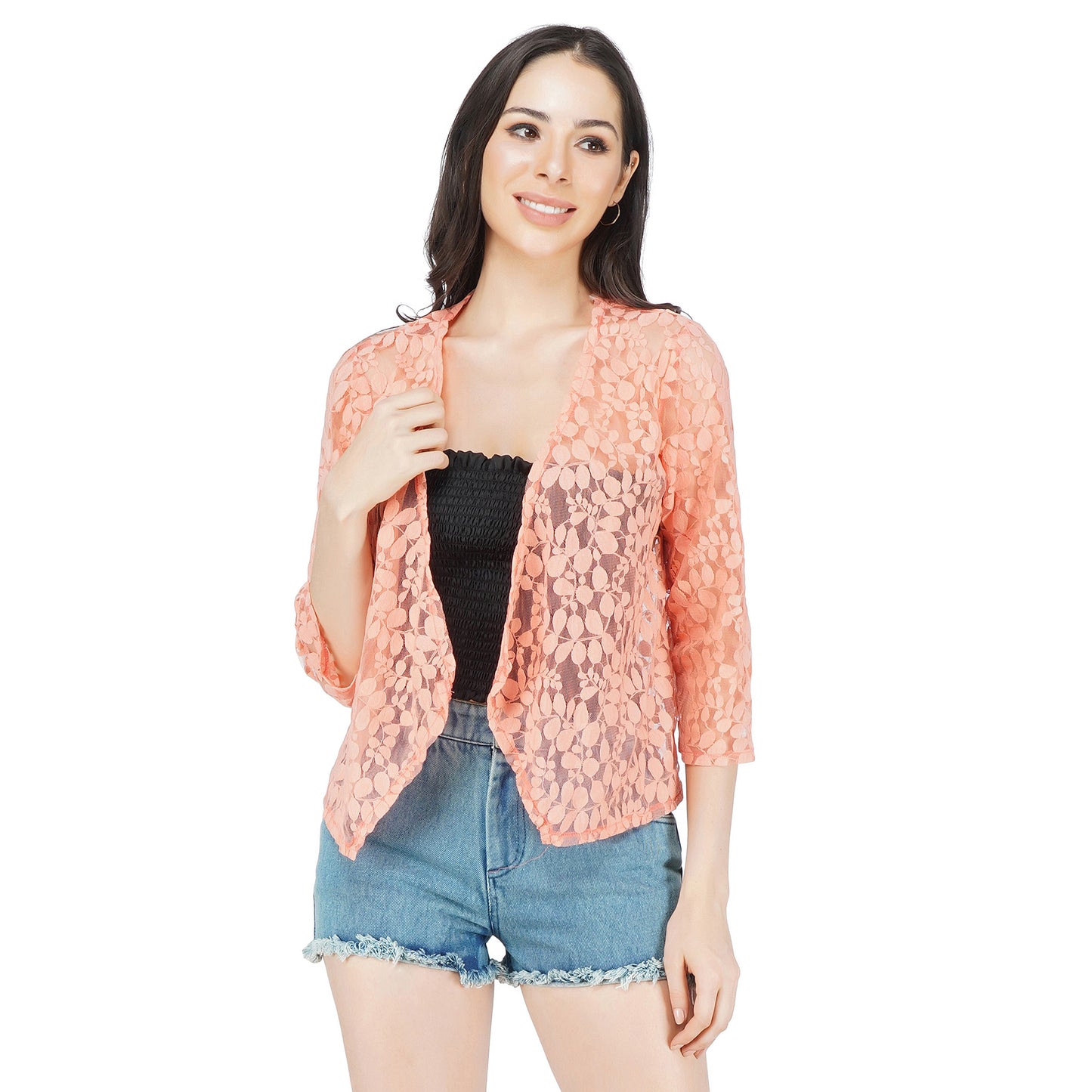 SLAY. Women's Coral Floral Texture Schiffli Pullover-clothing-to-slay.myshopify.com-Crop Top