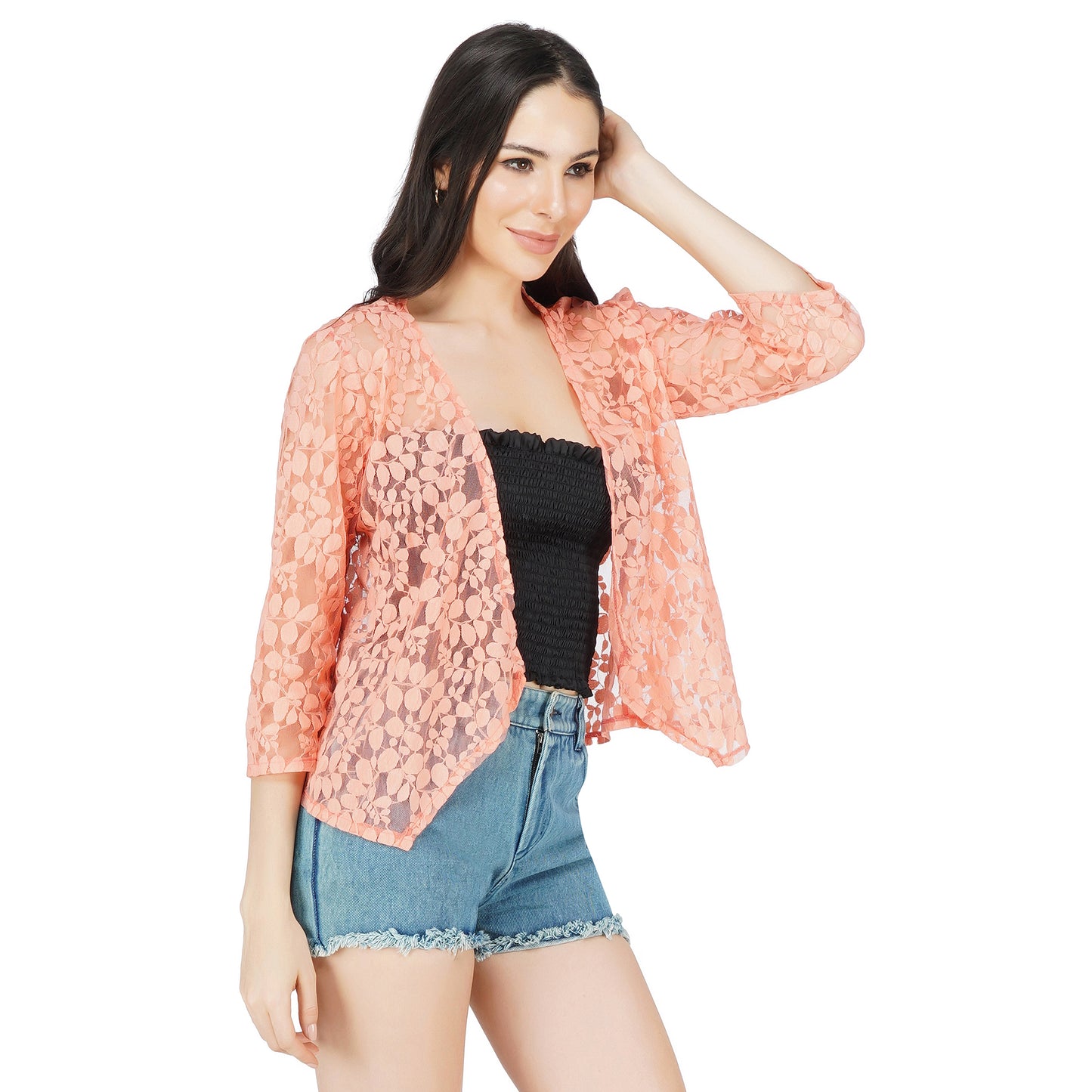 SLAY. Women's Coral Floral Texture Schiffli Pullover-clothing-to-slay.myshopify.com-Crop Top
