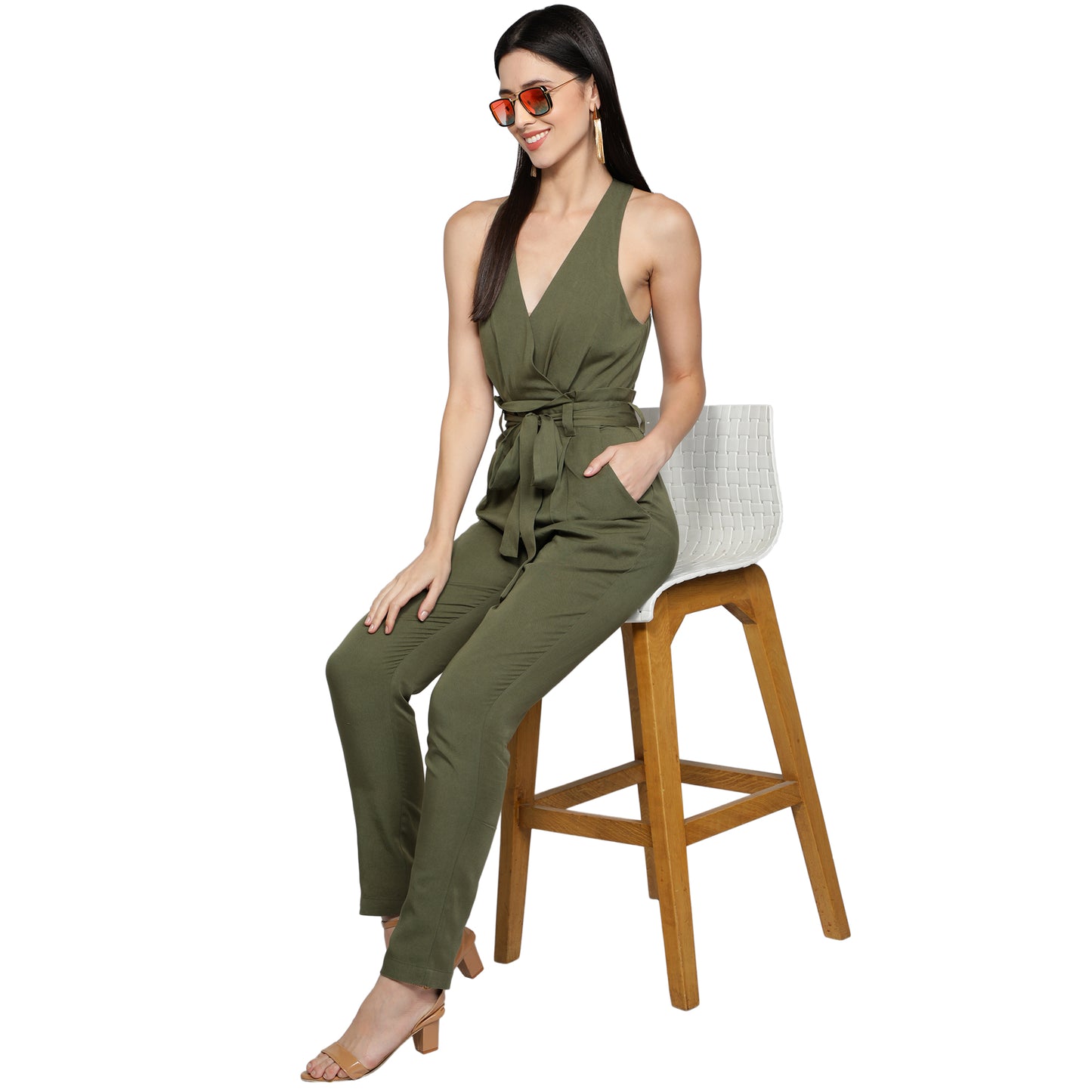 SLAY. Women's Olive Green Tencel Twill Jumpsuit-clothing-to-slay.myshopify.com-Dress