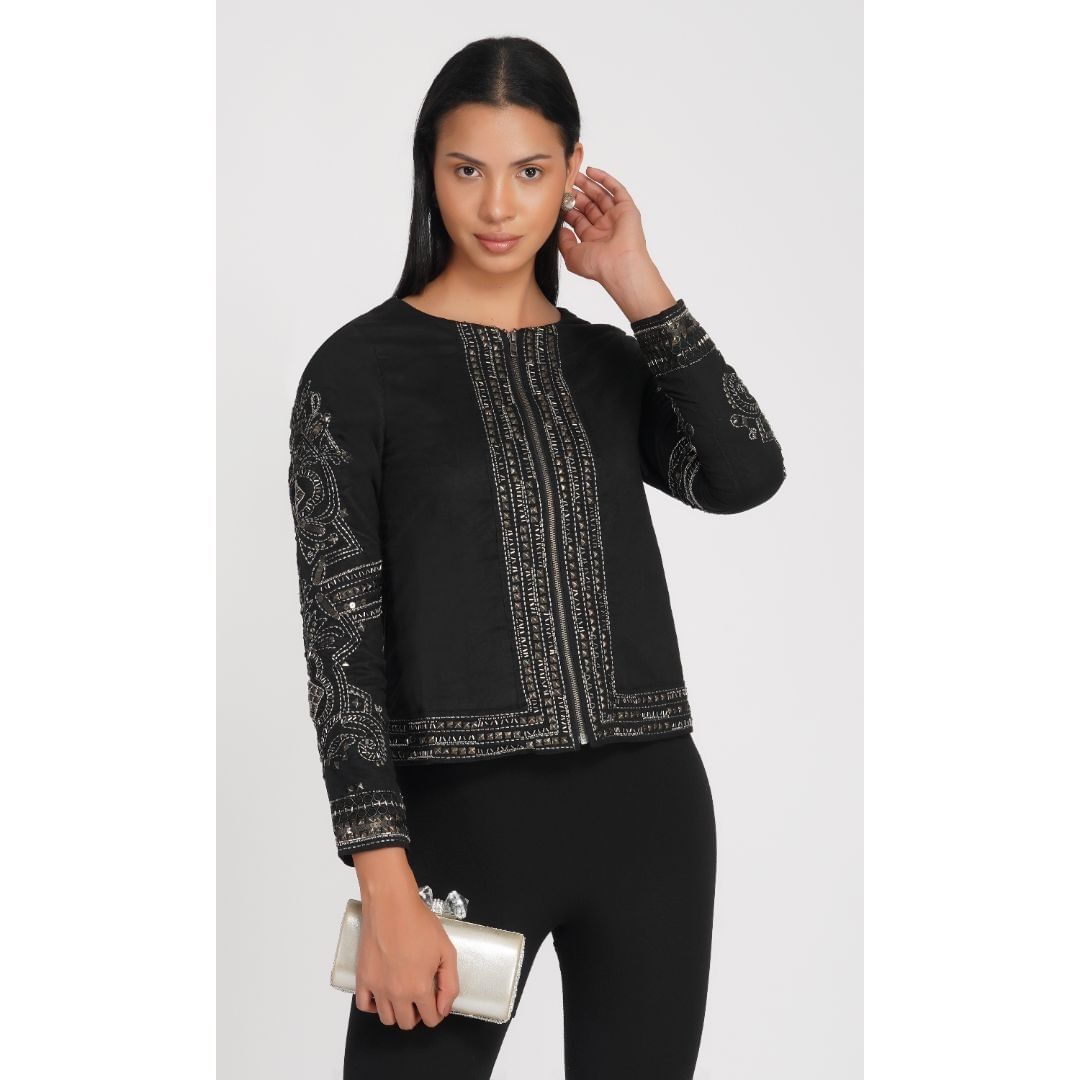 SLAY. Sequenced Suede Jacket