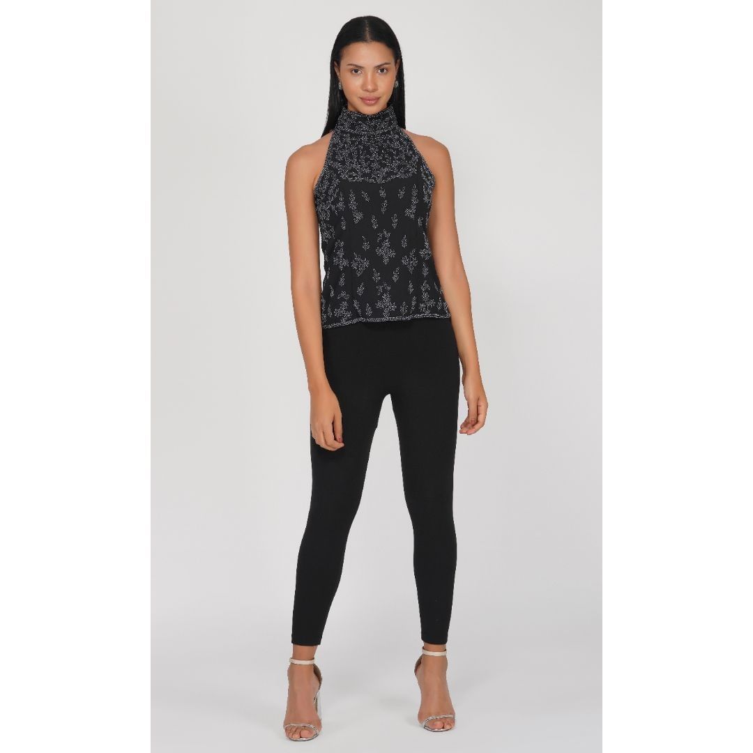 SLAY. Beaded Halter Neck Top