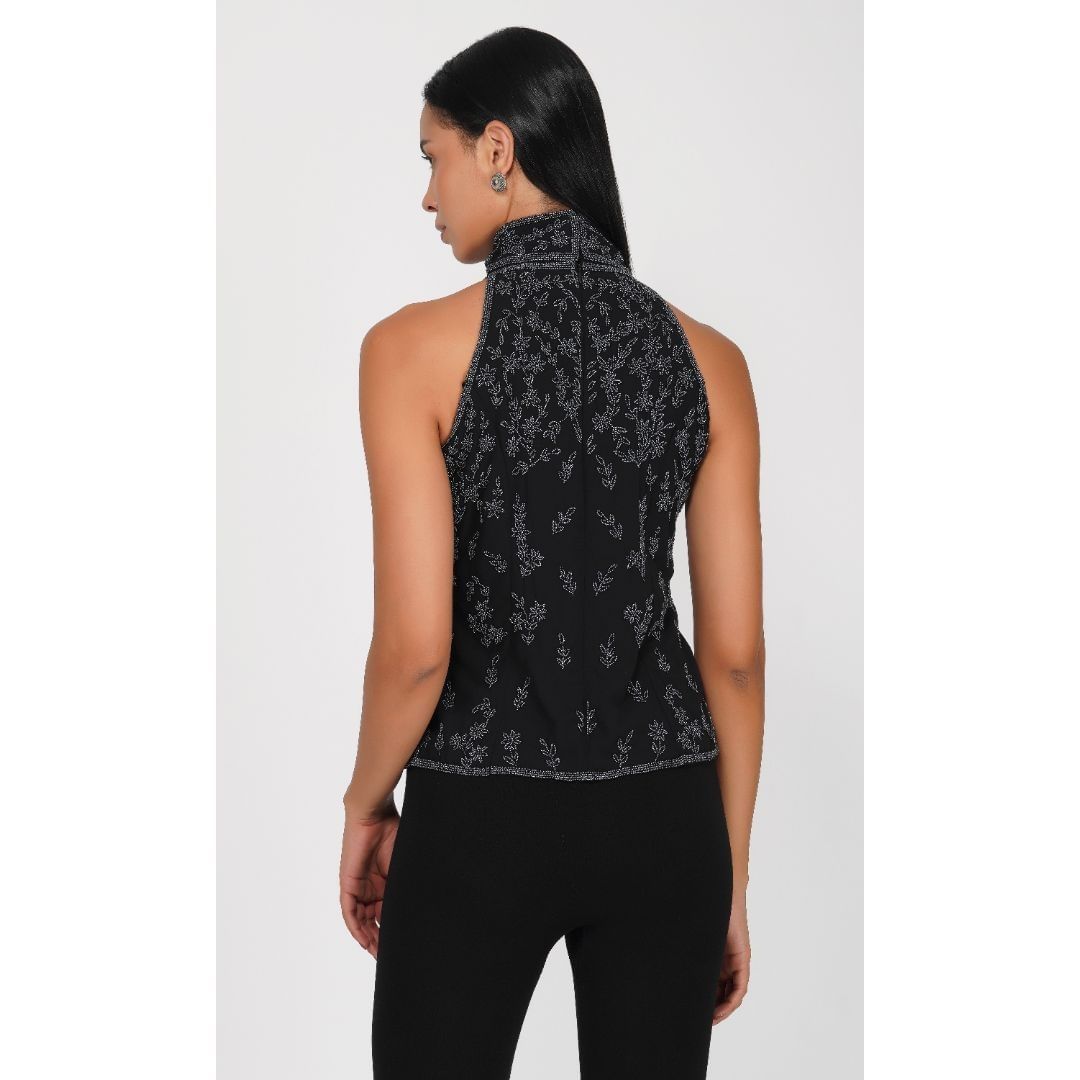 SLAY. Beaded Halter Neck Top
