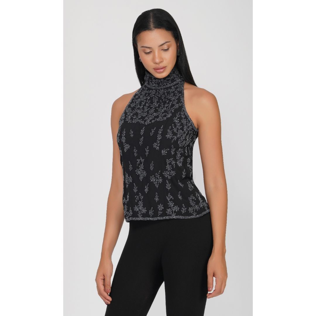 SLAY. Beaded Halter Neck Top