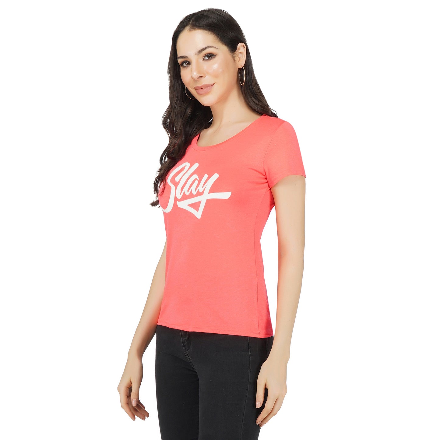 SLAY. Sport Women's Neon Pink Printed T-shirt-clothing-to-slay.myshopify.com-Print T-Shirt