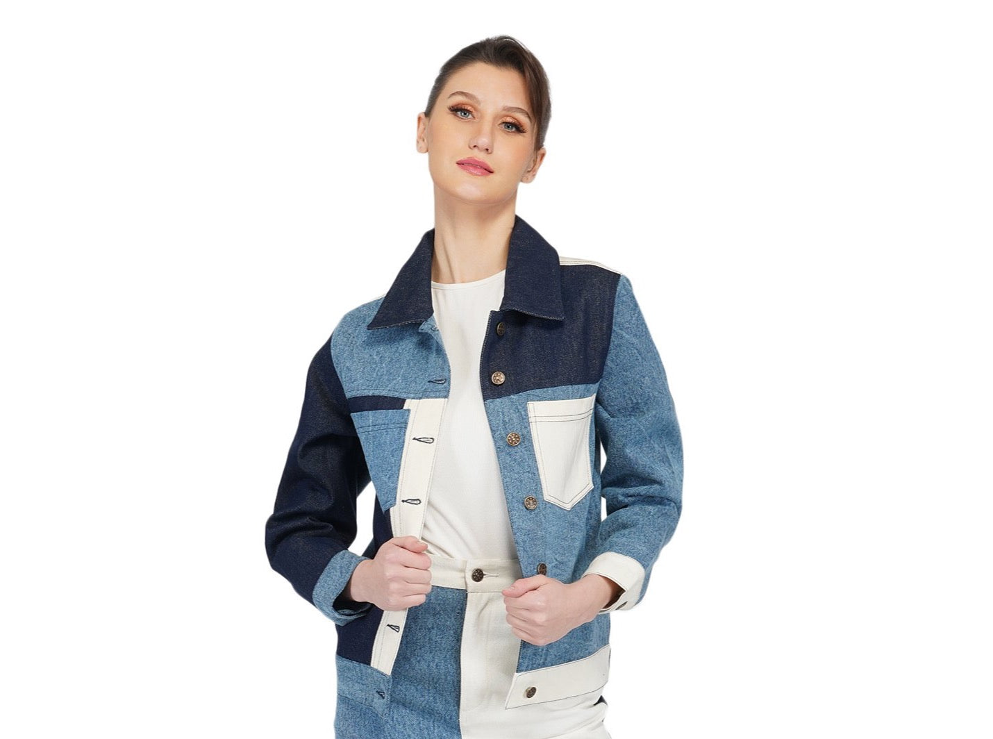 SLAY. Women's Colorblock Denim Jacket-clothing-to-slay.myshopify.com-Jacket