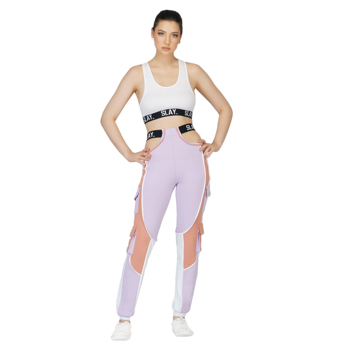SLAY. Women's Crop Jacket Lavender Lilac Nude White