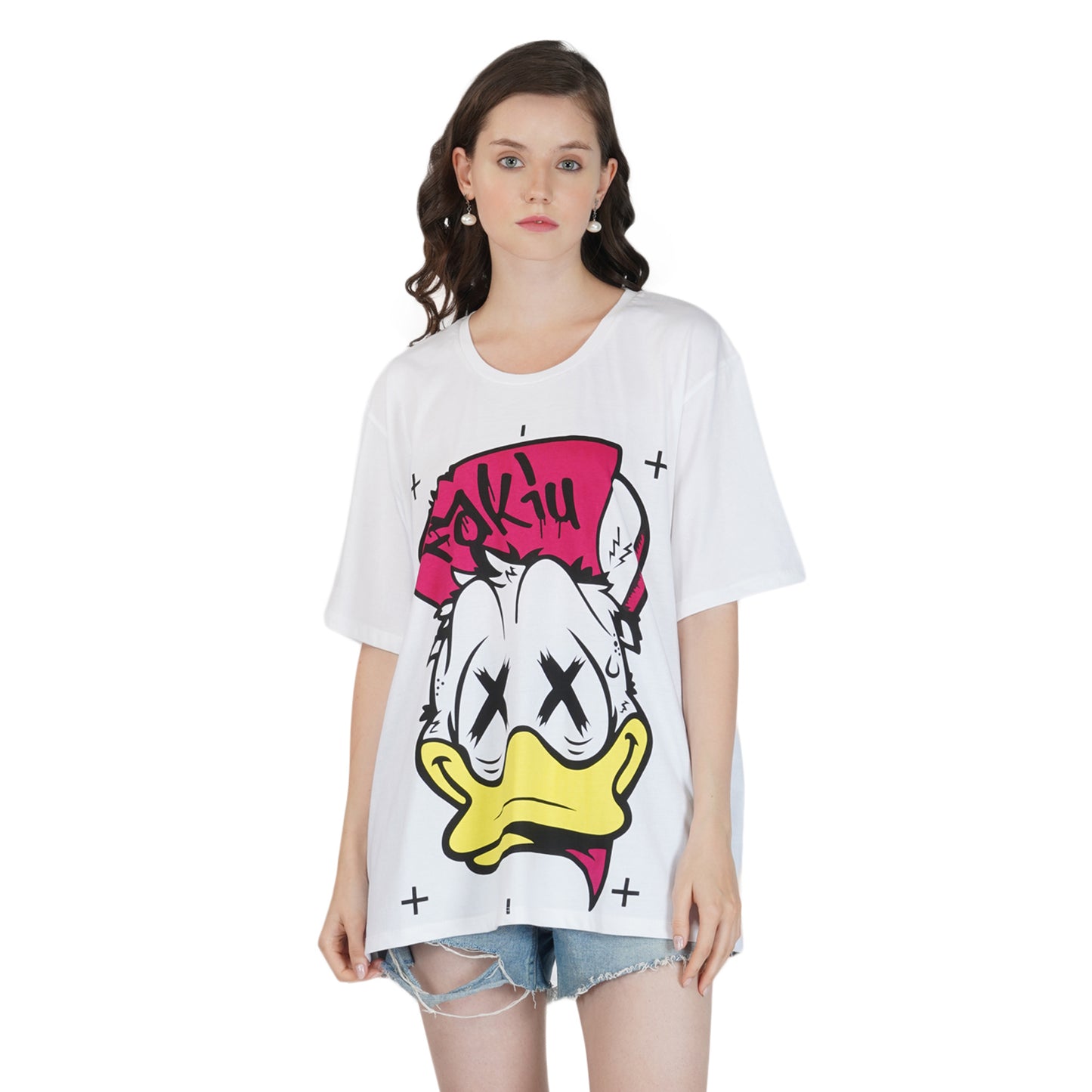 SLAY. Women's Daffy Duck Print Oversized Drop shoulder T-shirt