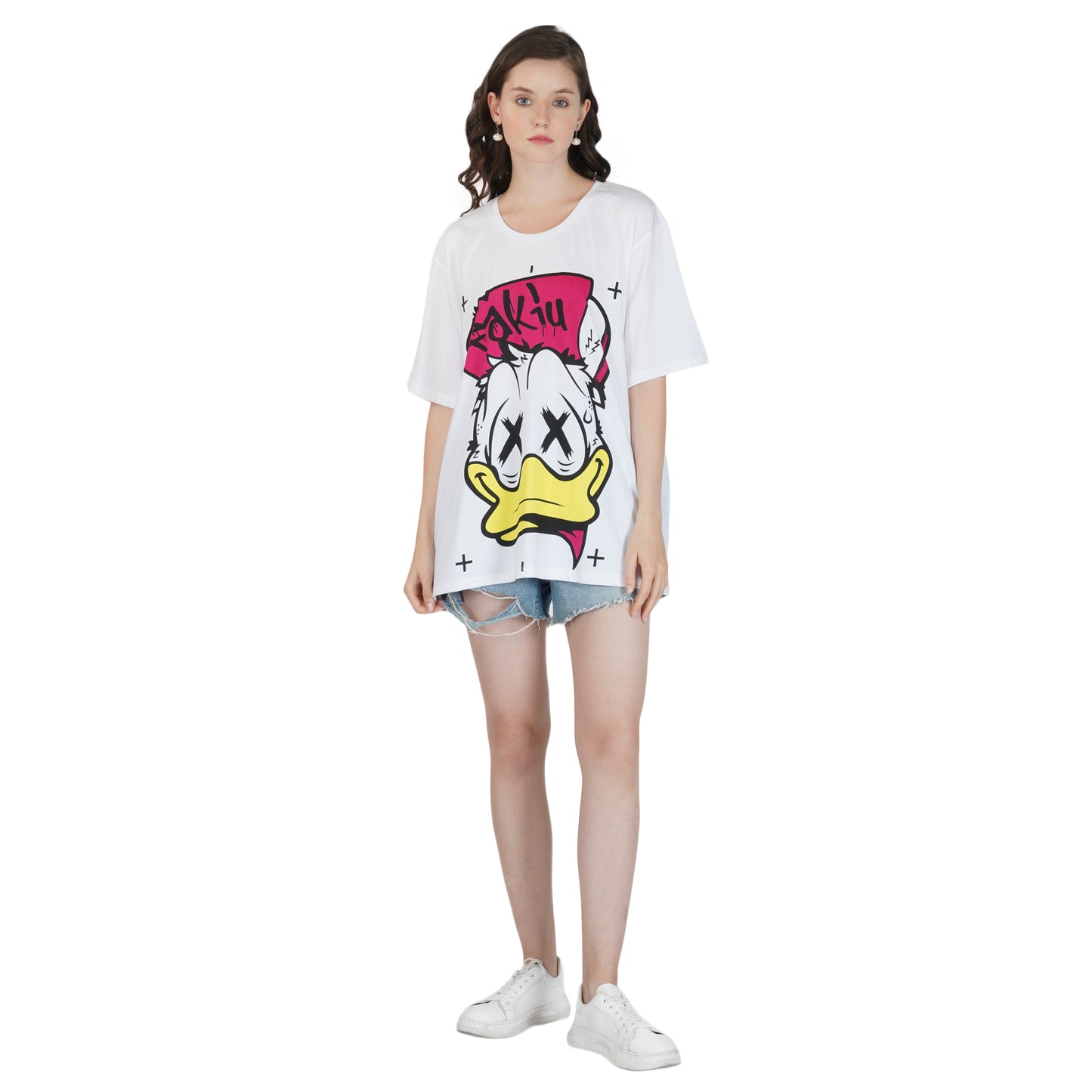 SLAY. Women's Daffy Duck Print Oversized Drop shoulder T-shirt