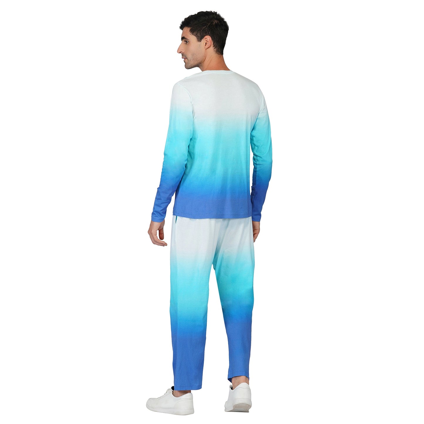 SLAY. Men's White to Blue Ombre Full Sleeves T Shirt