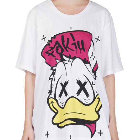 SLAY. Women's Daffy Duck Print Oversized Drop shoulder T-shirt