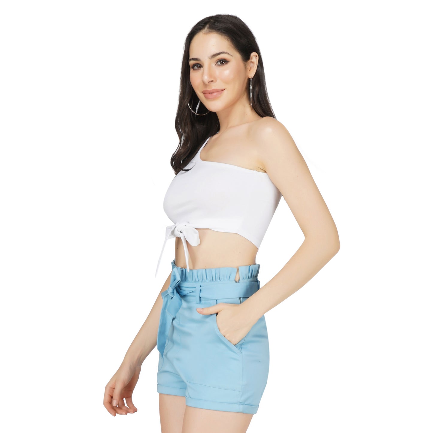 SLAY. Women's One shoulder White Crop Top with Bow-clothing-to-slay.myshopify.com-Crop Top