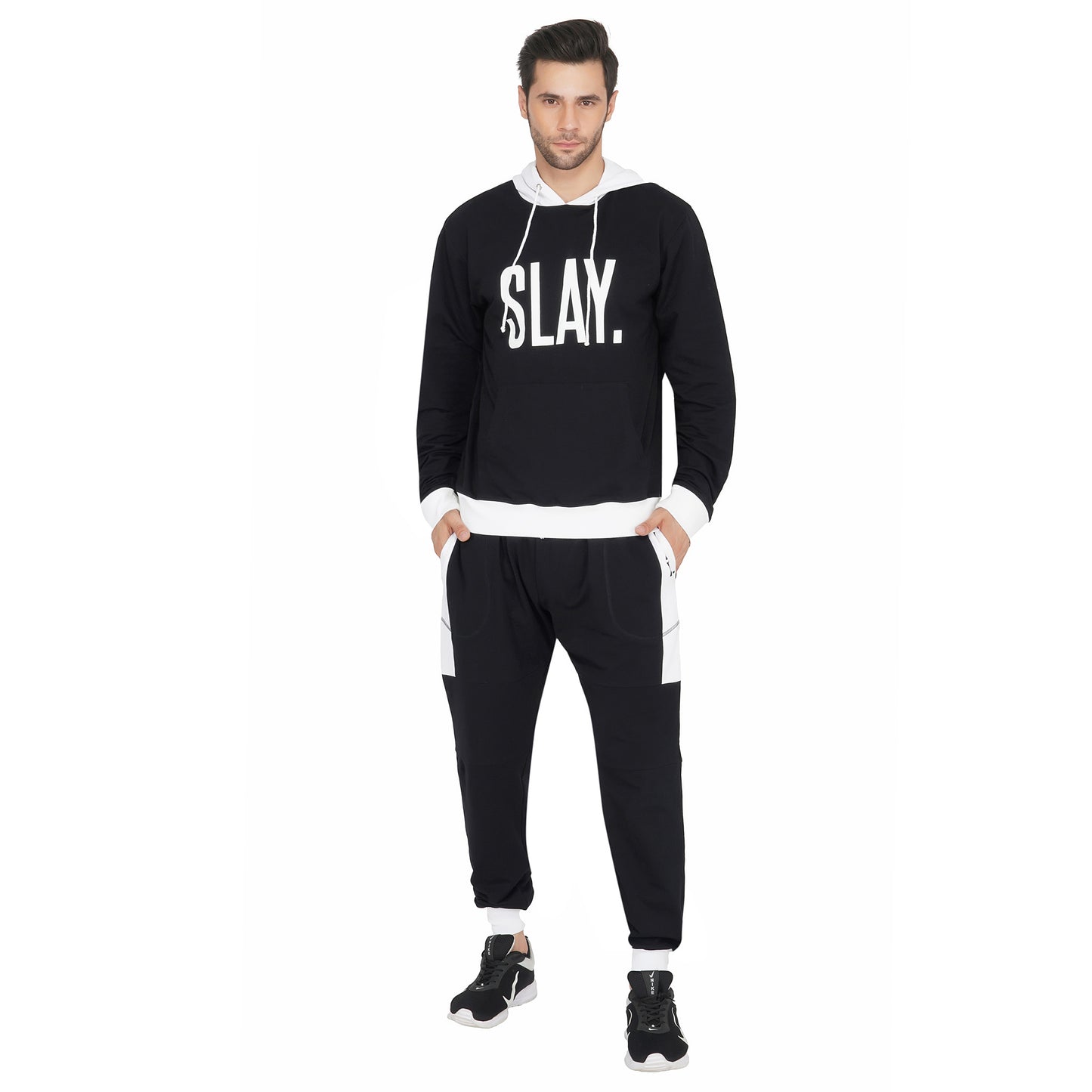SLAY. Classic Men's Colorblock Black & White Tracksuit-clothing-to-slay.myshopify.com-Tracksuit