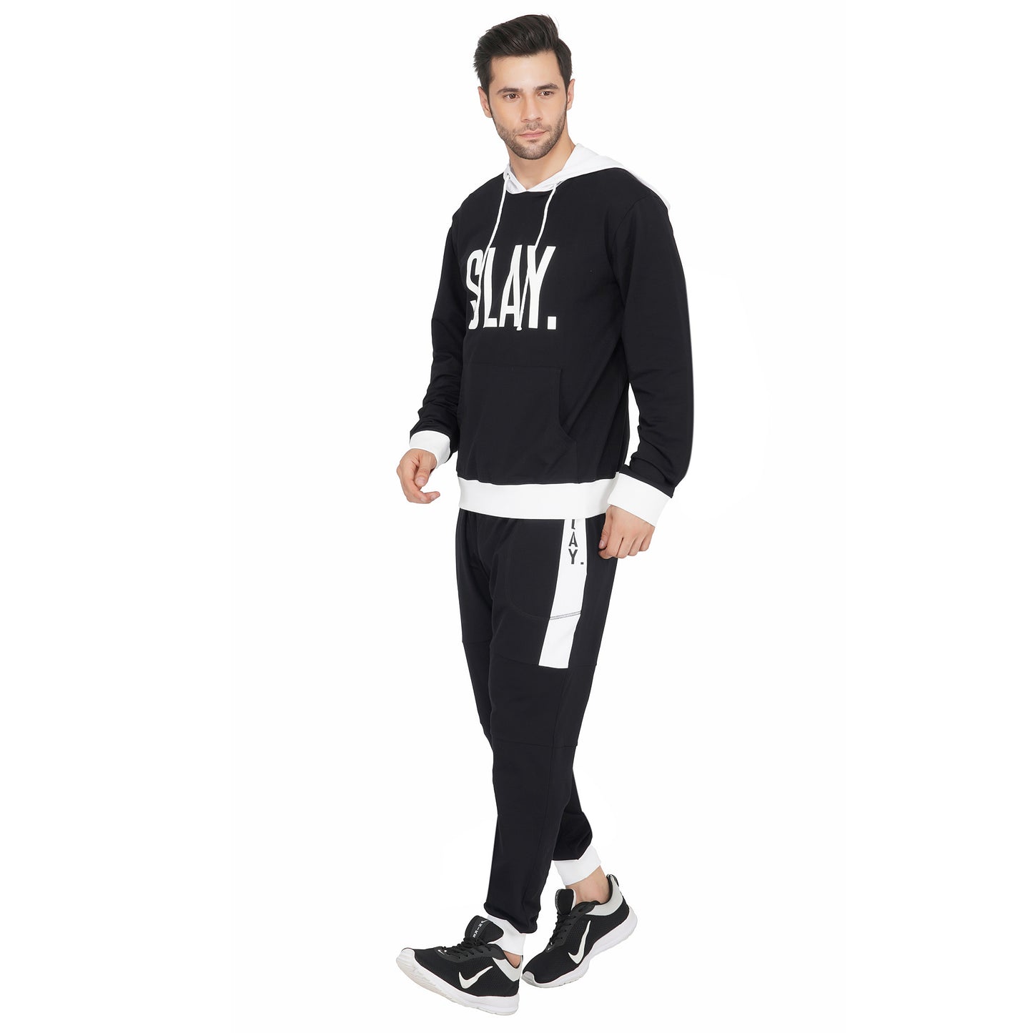 SLAY. Classic Men's Colorblock Black & White Tracksuit-clothing-to-slay.myshopify.com-Tracksuit
