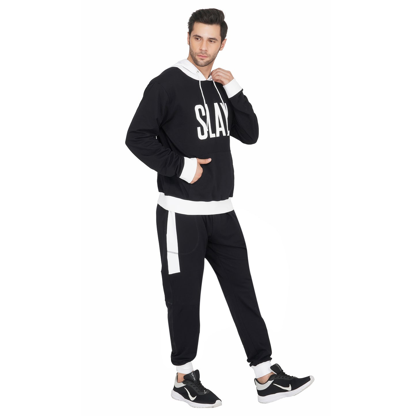SLAY. Classic Men's Colorblock Black & White Tracksuit-clothing-to-slay.myshopify.com-Tracksuit