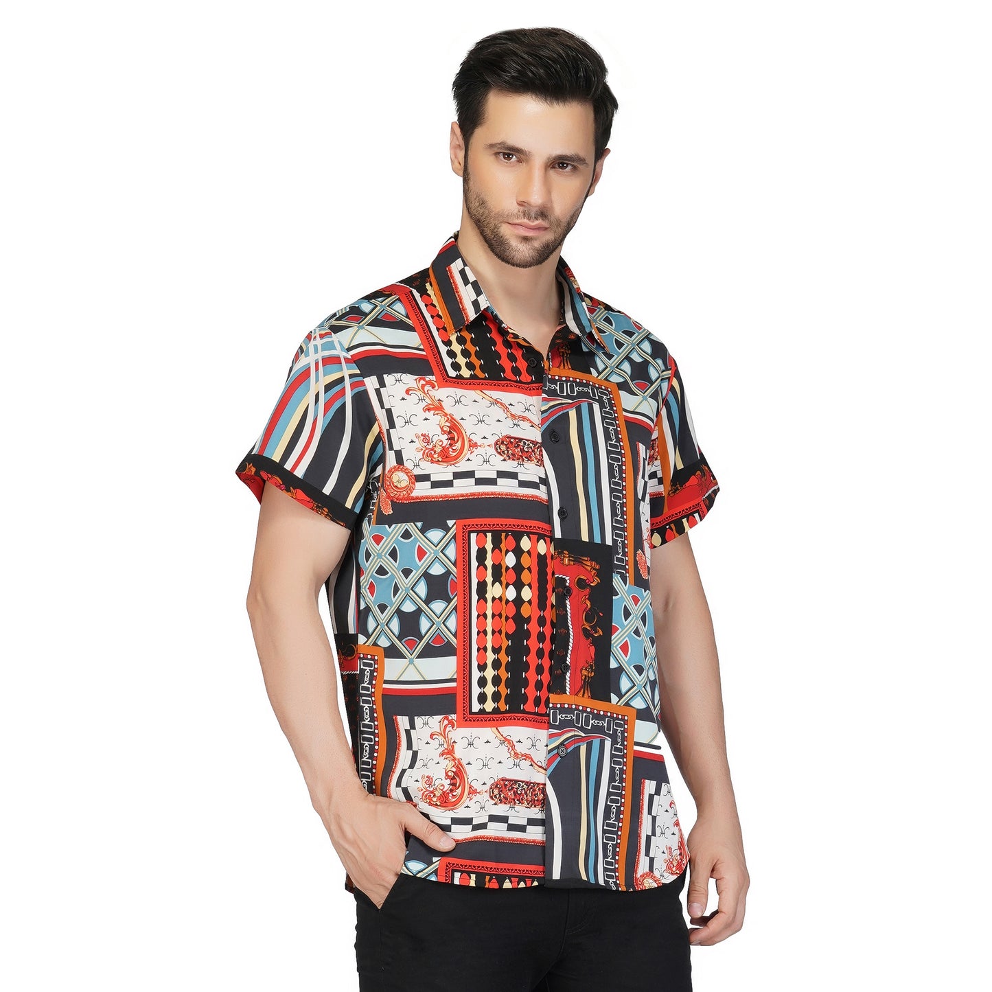 SLAY. Men's Abstract Print Designer Shirt