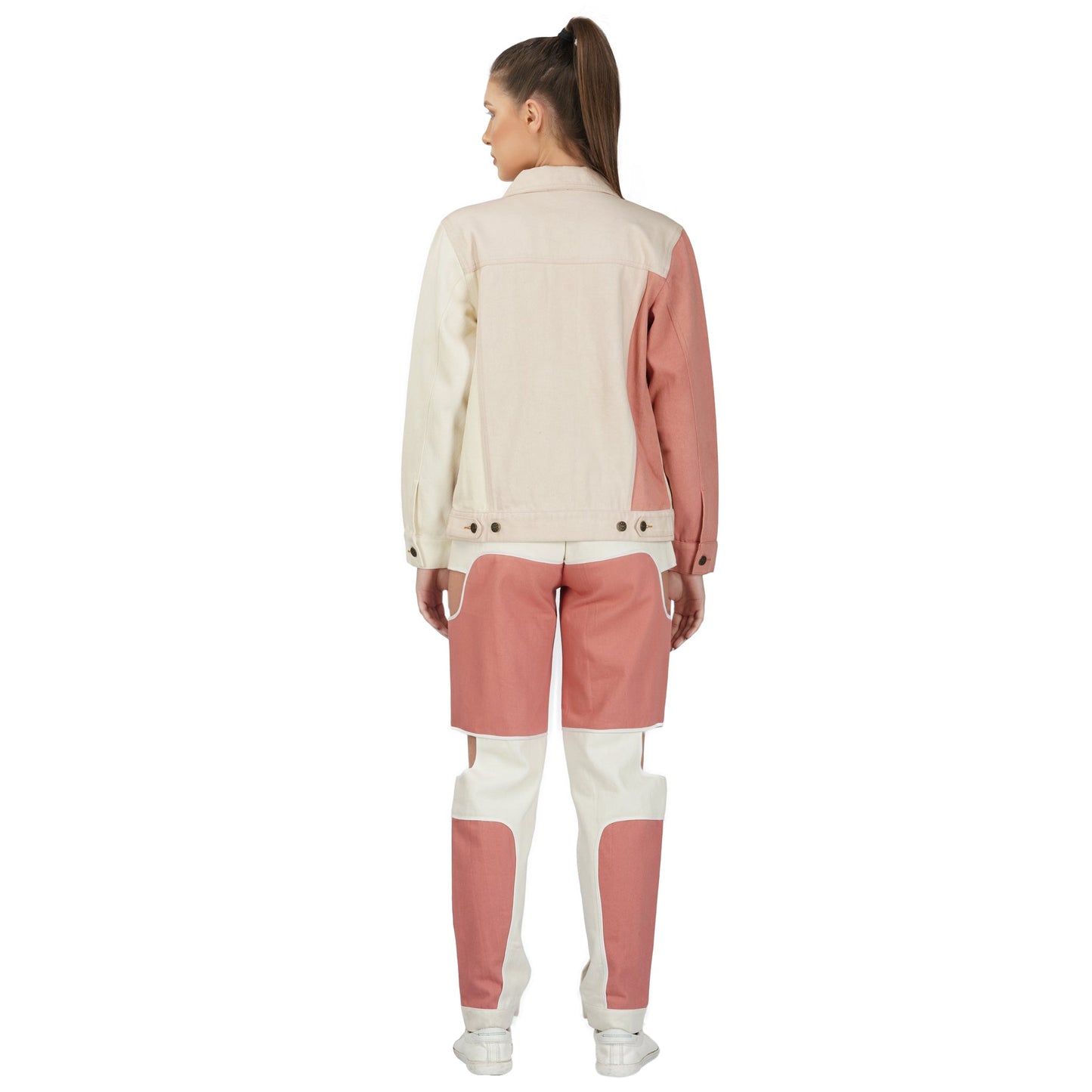 SLAY. Women's Bad Girl Pink & White Colorblock Denim Jeans