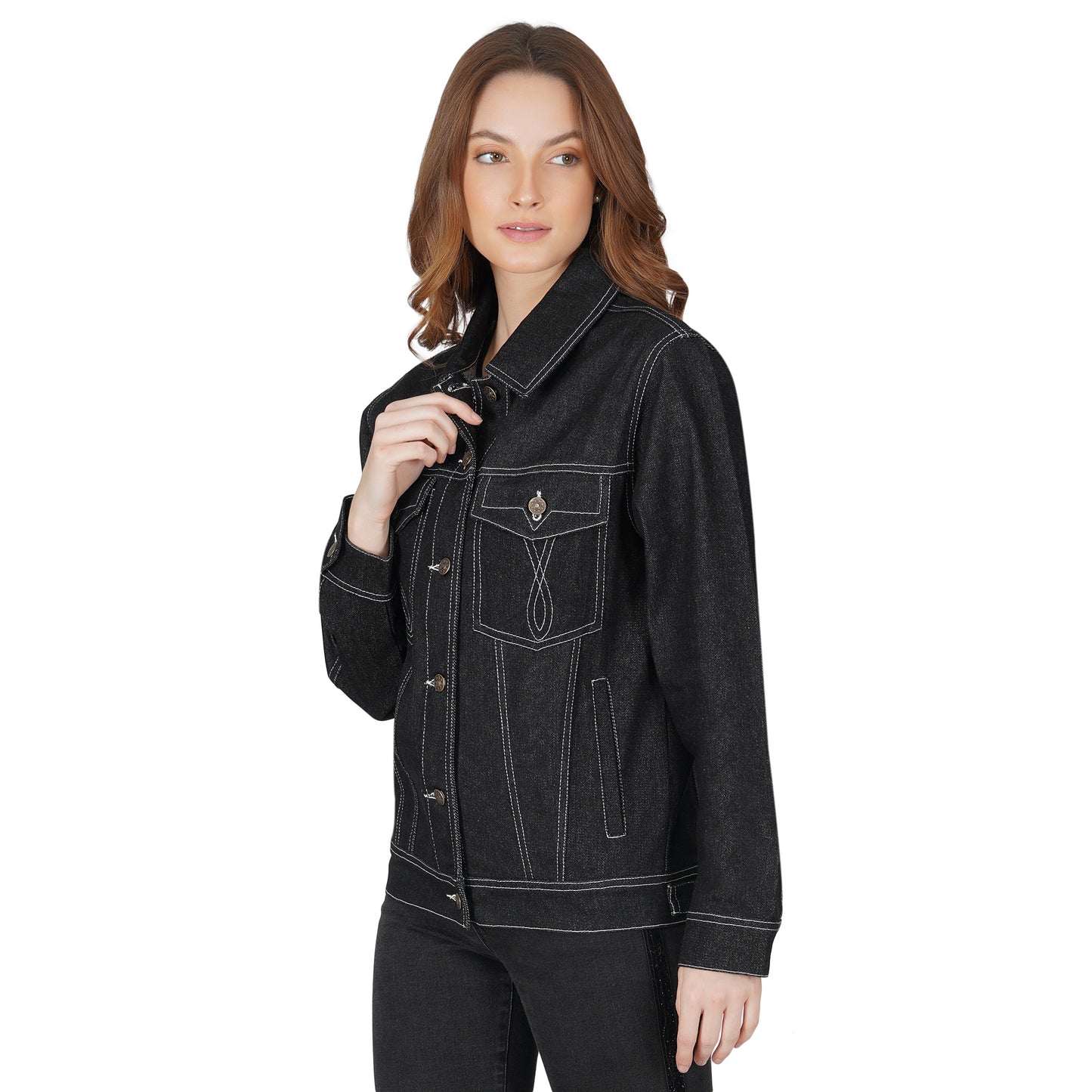 SLAY. Women's Black Denim Jacket-clothing-to-slay.myshopify.com-Denim Jacket