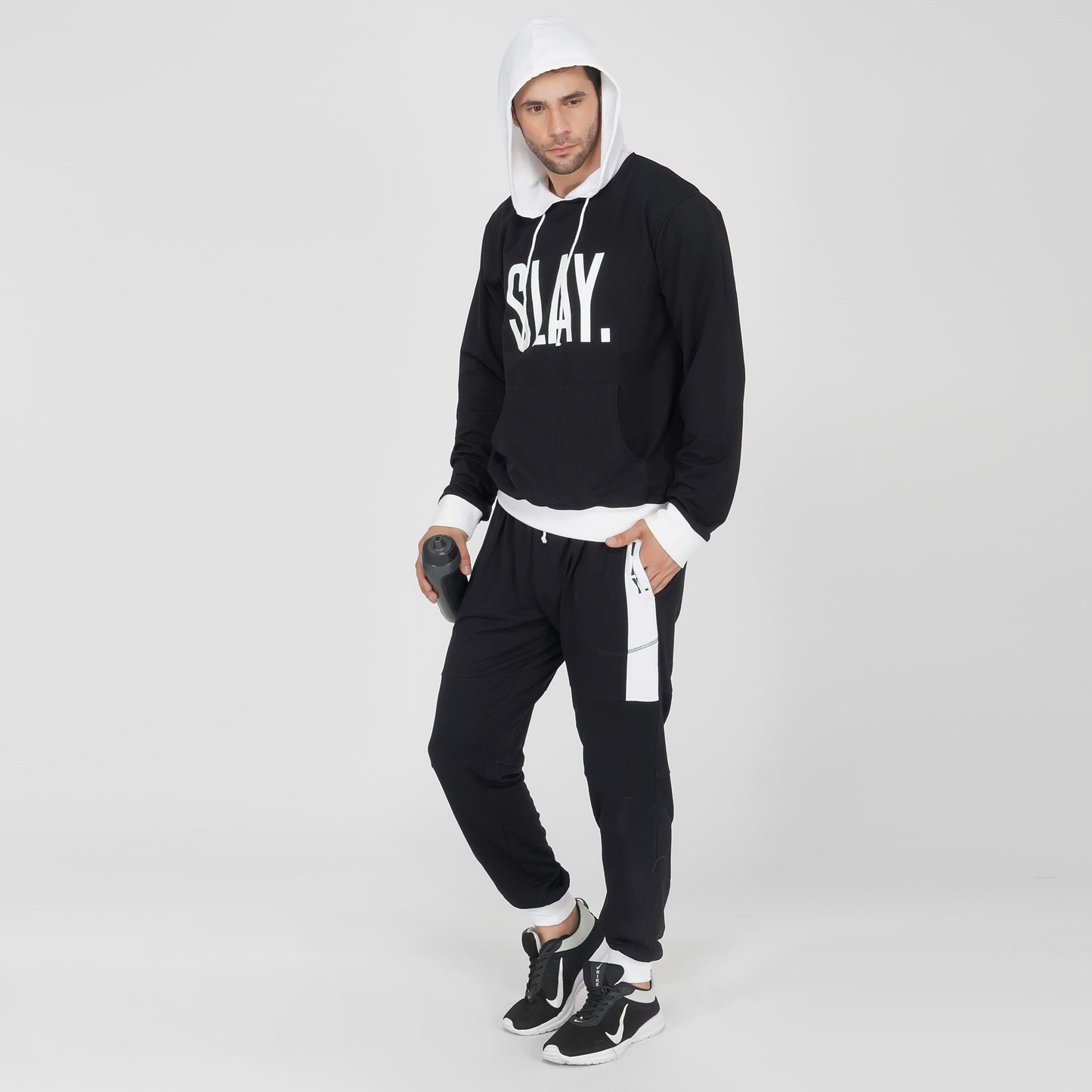 SLAY. Classic Men's Colorblock Black & White Tracksuit-clothing-to-slay.myshopify.com-Tracksuit