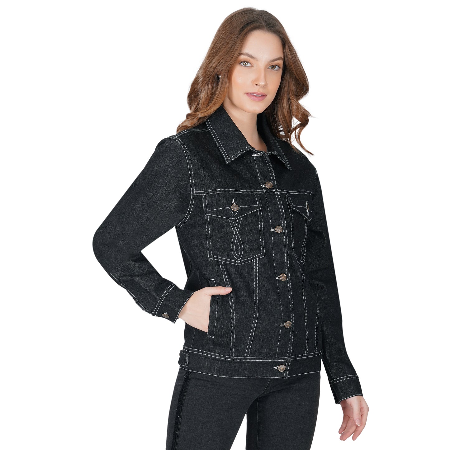 SLAY. Women's Black Denim Jacket-clothing-to-slay.myshopify.com-Denim Jacket