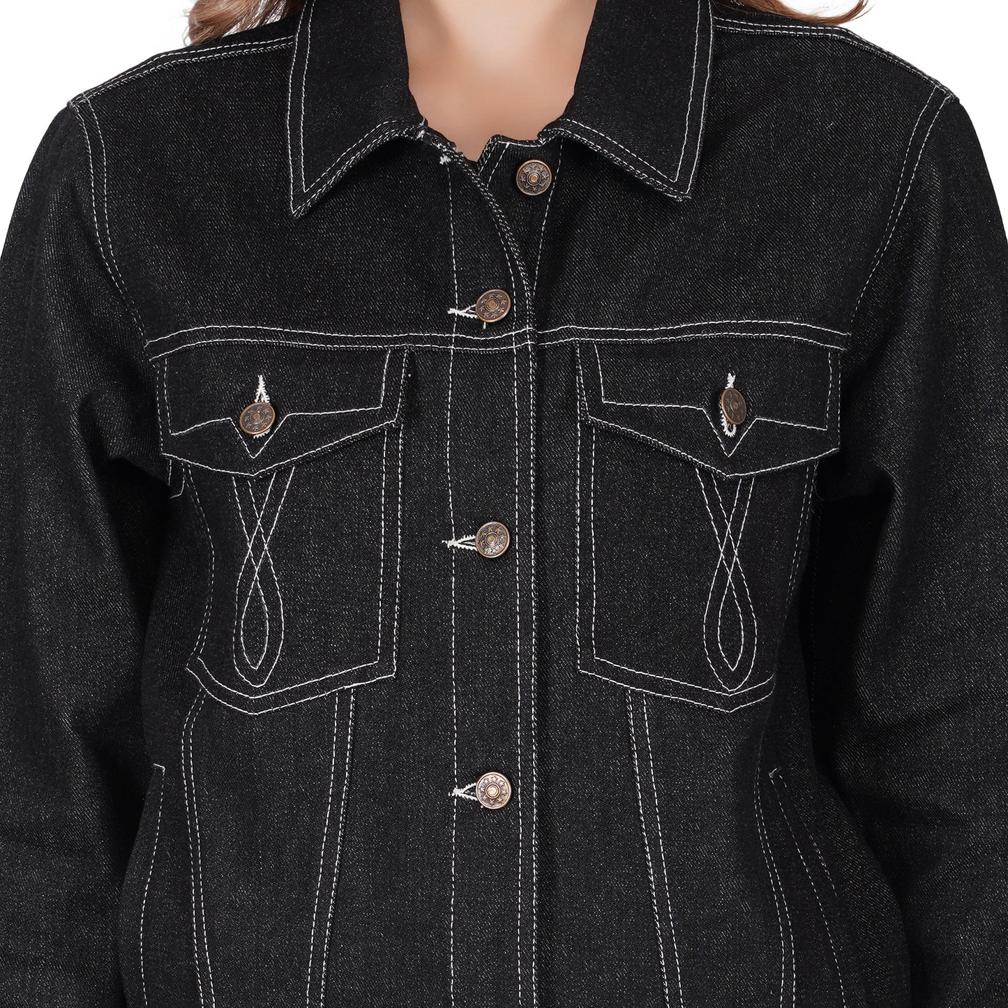 SLAY. Women's Black Denim Jacket-clothing-to-slay.myshopify.com-Denim Jacket