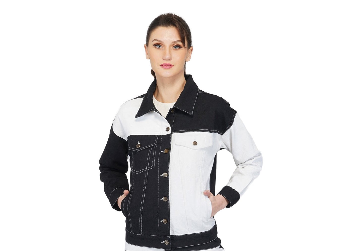 SLAY. Women's Colorblock Denim Jacket-clothing-to-slay.myshopify.com-Jacket