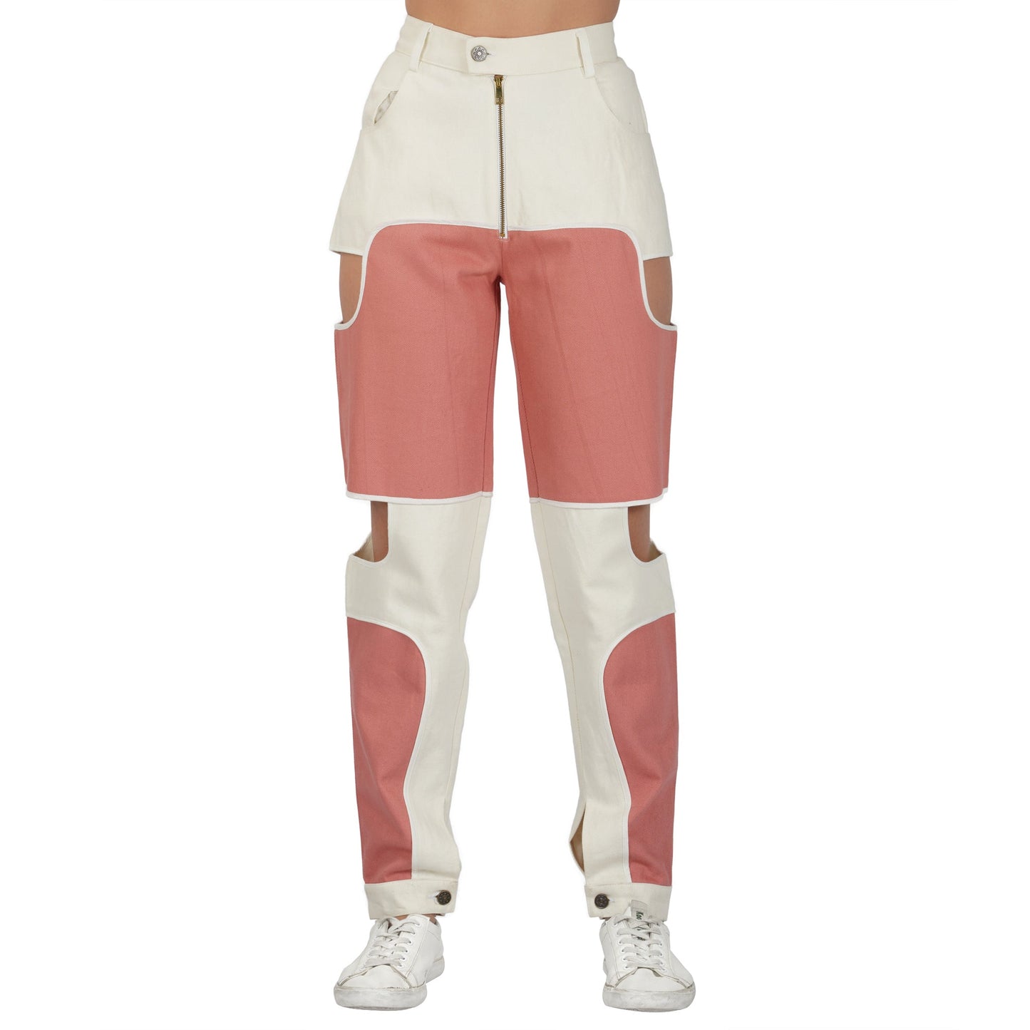 SLAY. Women's Bad Girl Pink & White Colorblock Denim Jeans
