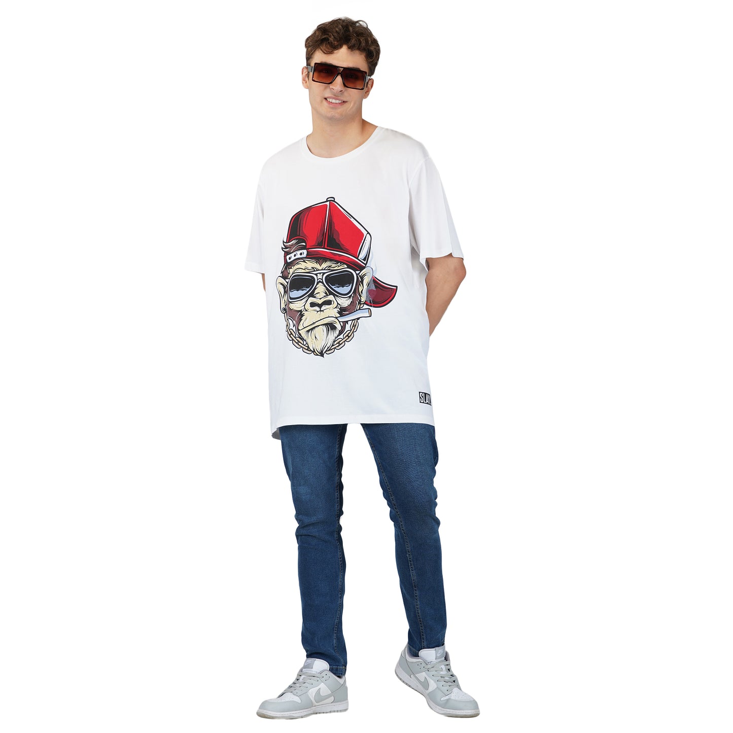 SLAY. Men's Bored Ape Smoking NFT Oversized Drop shoulder T shirt
