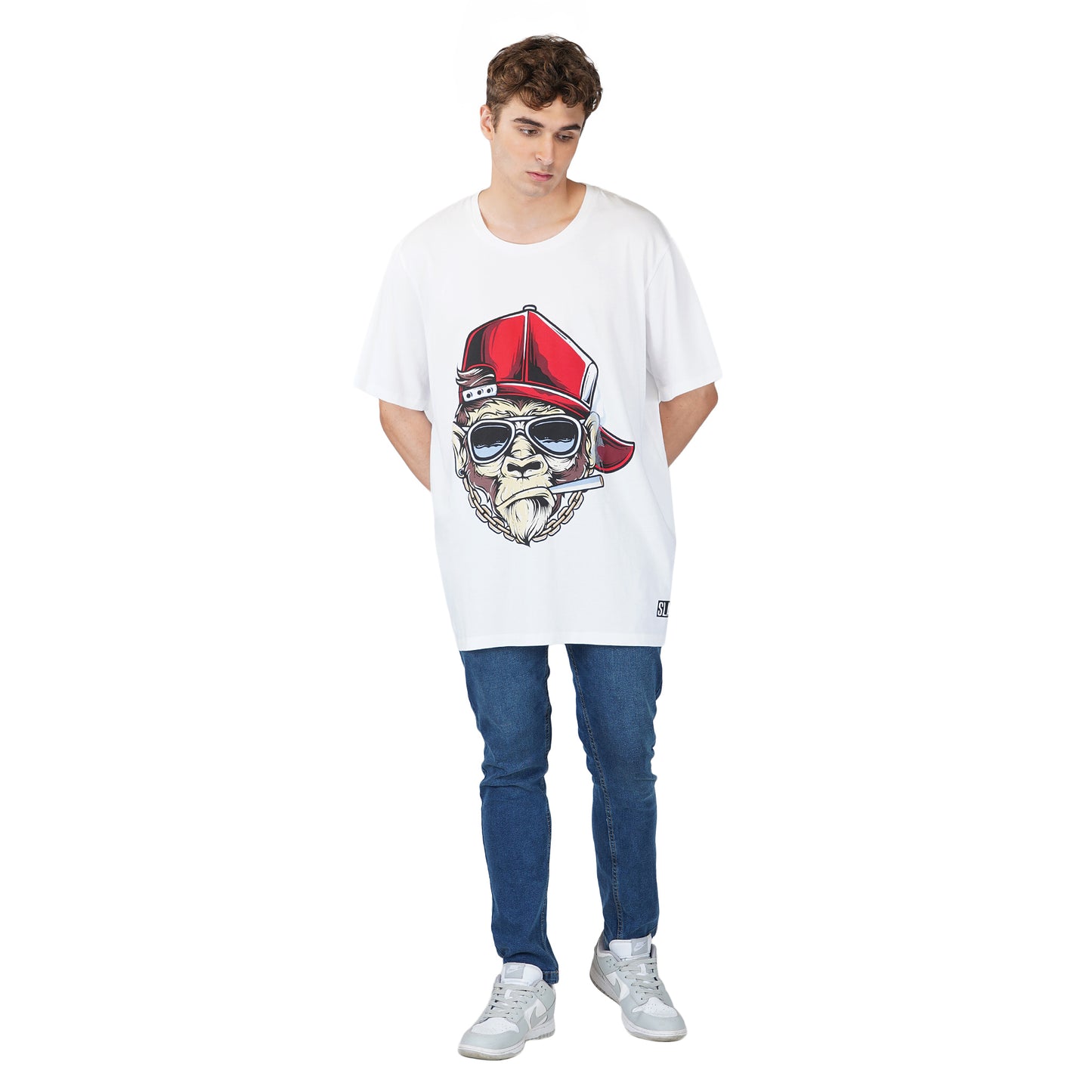 SLAY. Men's Bored Ape Smoking NFT Oversized Drop shoulder T shirt