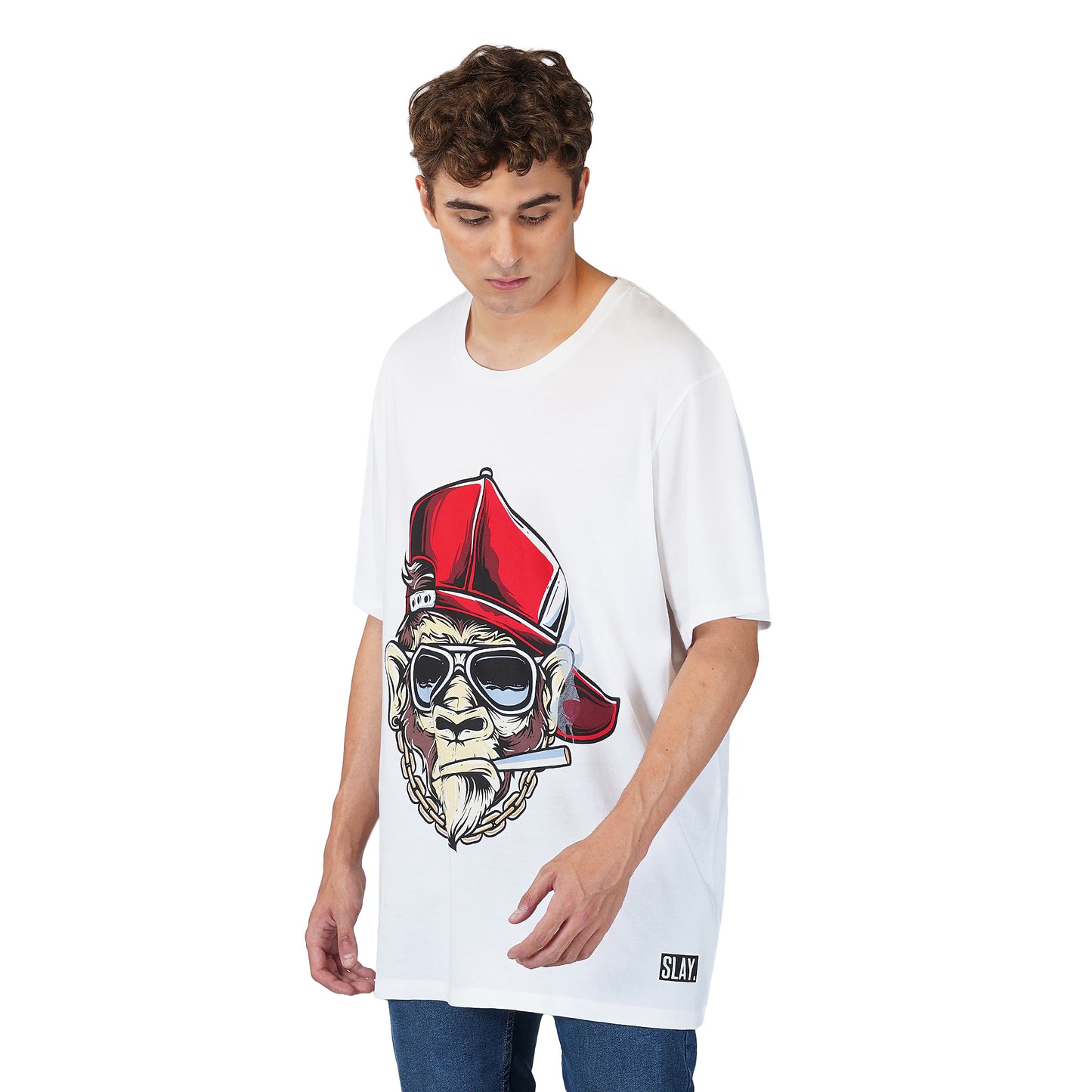 SLAY. Men's Bored Ape Smoking NFT Oversized Drop shoulder T shirt