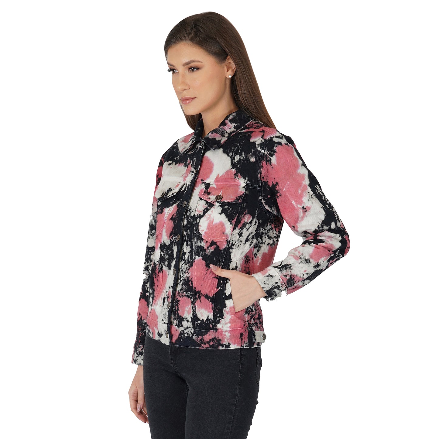 SLAY. Women's Tie Dye Denim Jacket