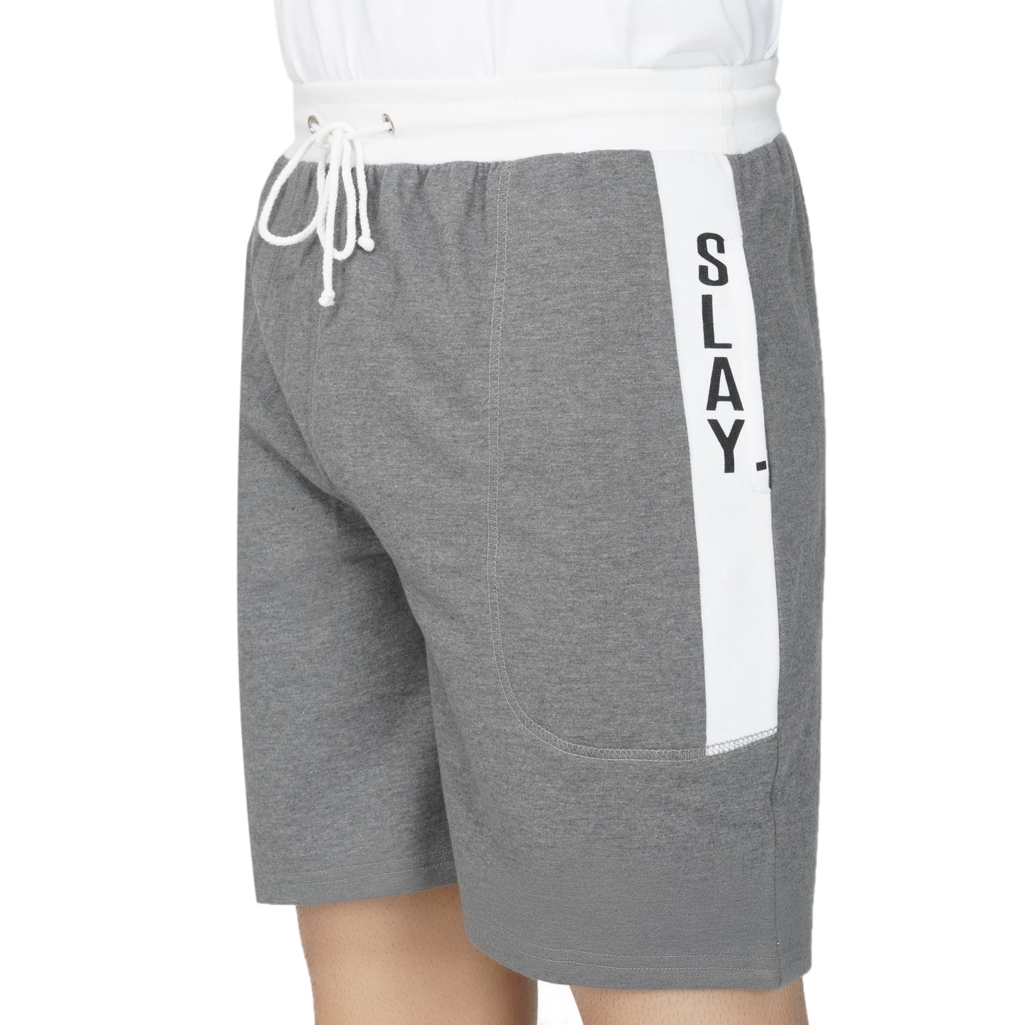 SLAY. Men's Light Grey Shorts with White Stripes-clothing-to-slay.myshopify.com-Men's Shorts