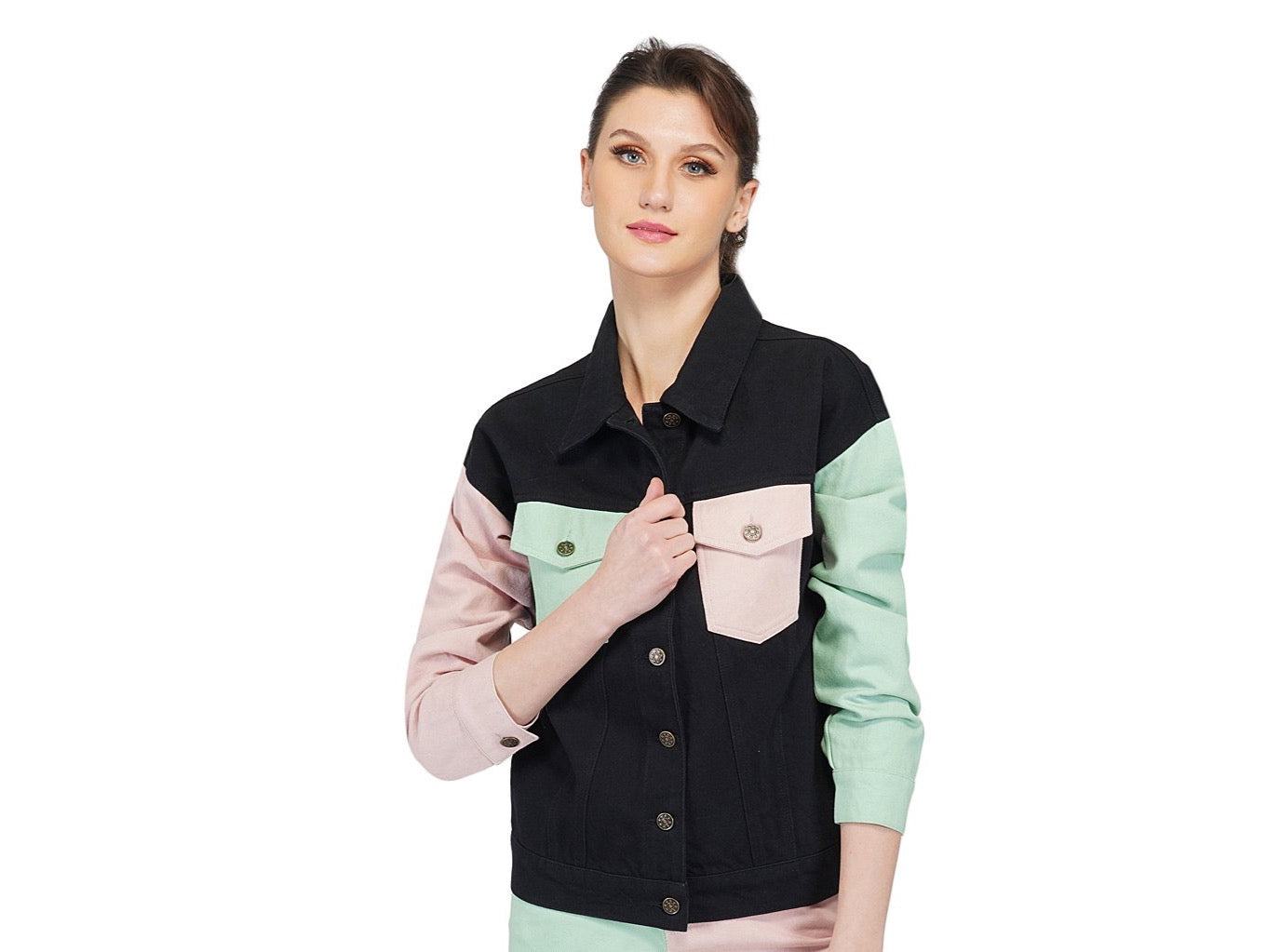 SLAY. Women's Colorblock Denim Jacket-clothing-to-slay.myshopify.com-Jacket