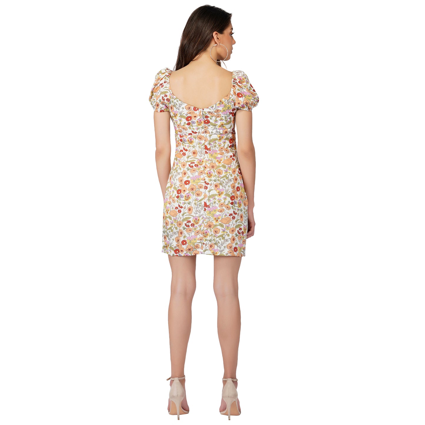 SLAY. Women's Floral Print Tie Front Ruched Mini Dress