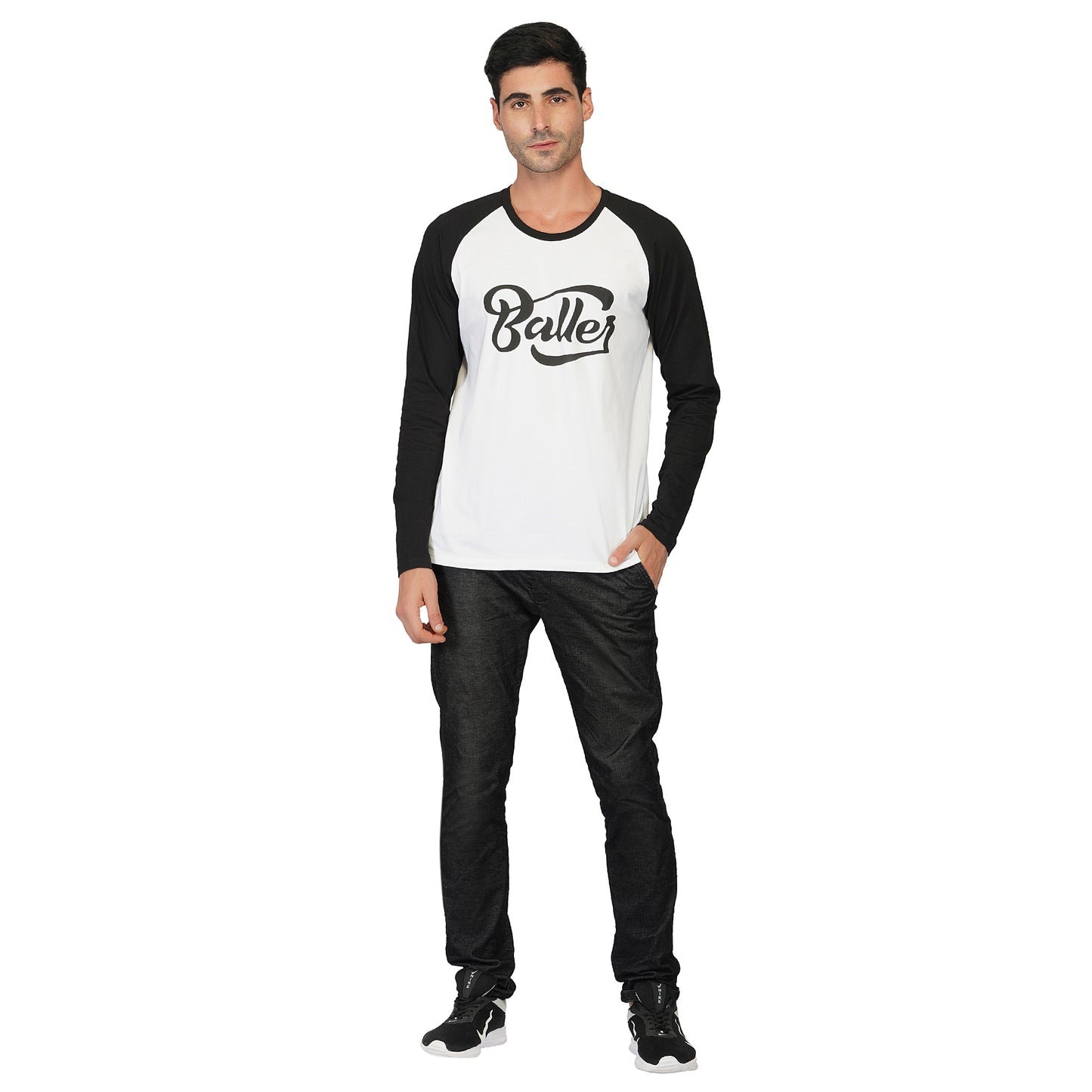 SLAY. Men's BALLER Edition Full Sleeves Colorblock Printed T-shirt