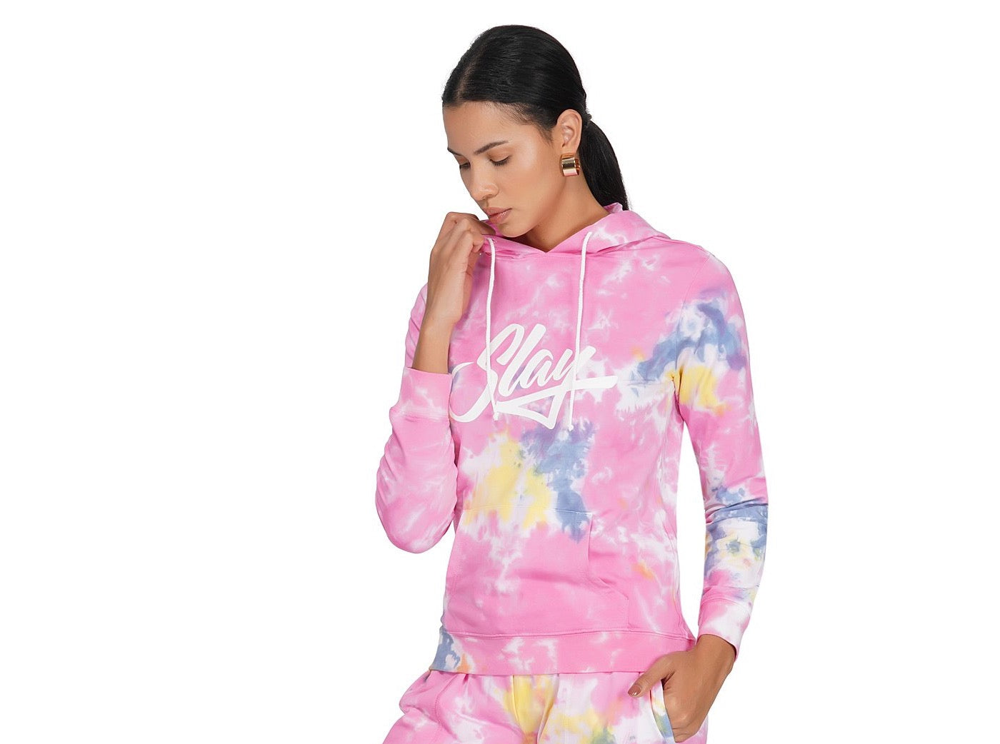 SLAY. Sport Women's Pink Tie Dye Hoodie-clothing-to-slay.myshopify.com-Tracksuit